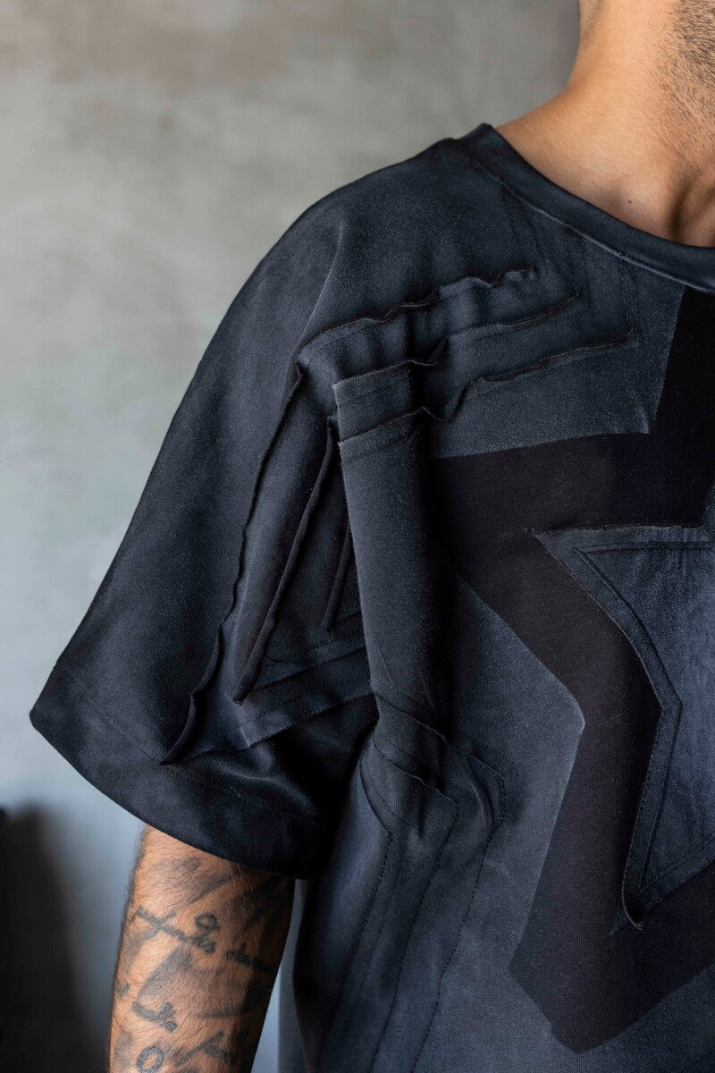 Star Applique Black T-shirt 1877