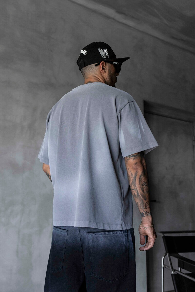 Stop Printed Gri T-shirt 1871