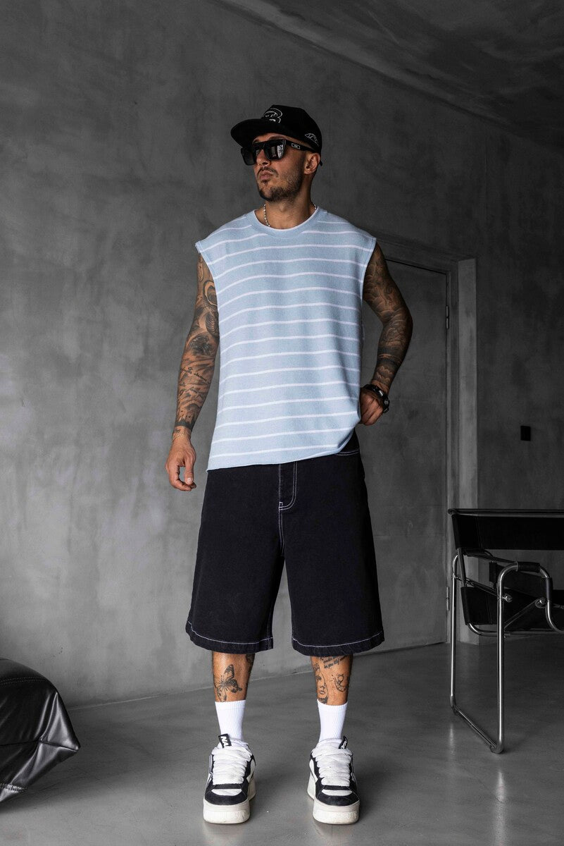 Striped Baby blue Singlet 1897