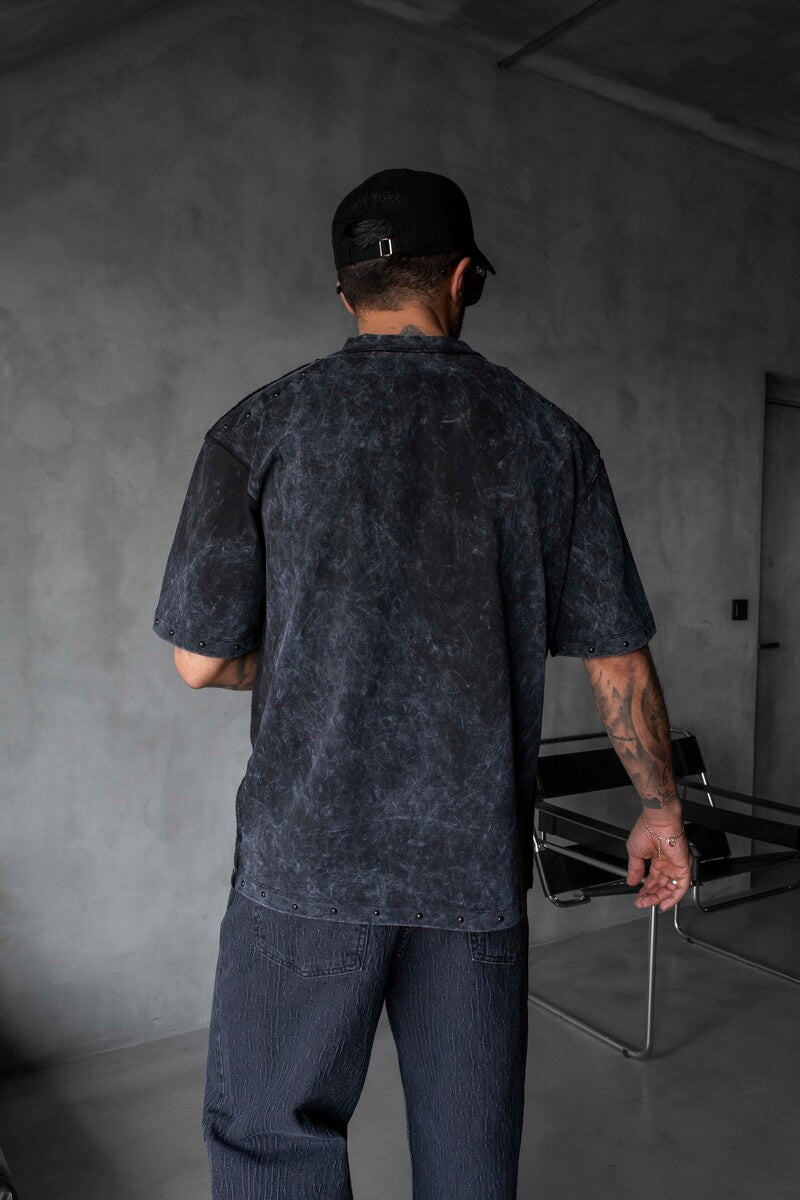 Studded Edge T-Shirt - Washed Black 1838