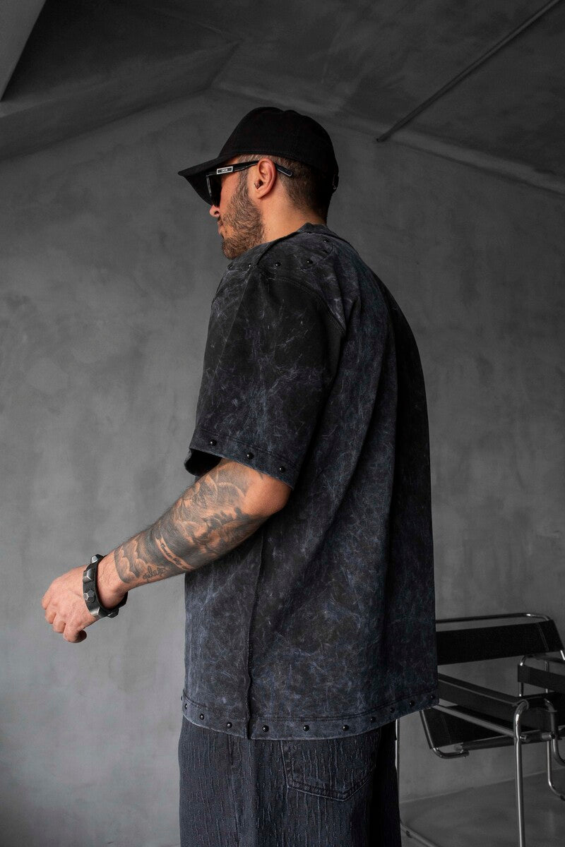 Studded Edge T-Shirt - Washed Black 1838