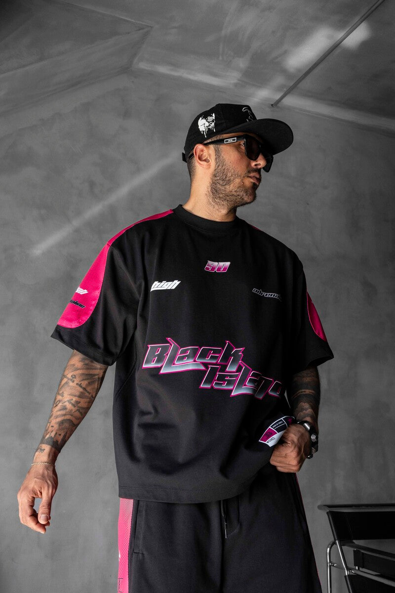 Summer Shorts & Tee Set Black Pink 1873-74