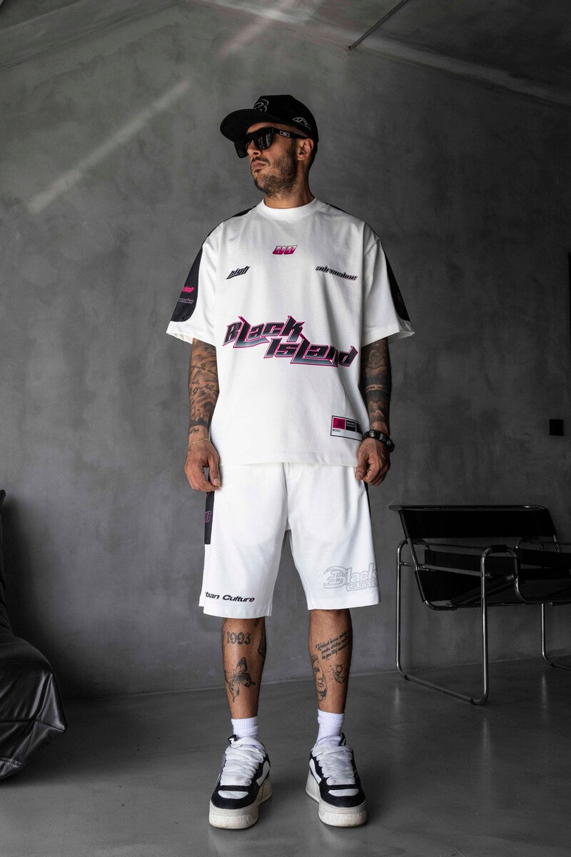 Summer Shorts & Tee Set White Black 1873-74