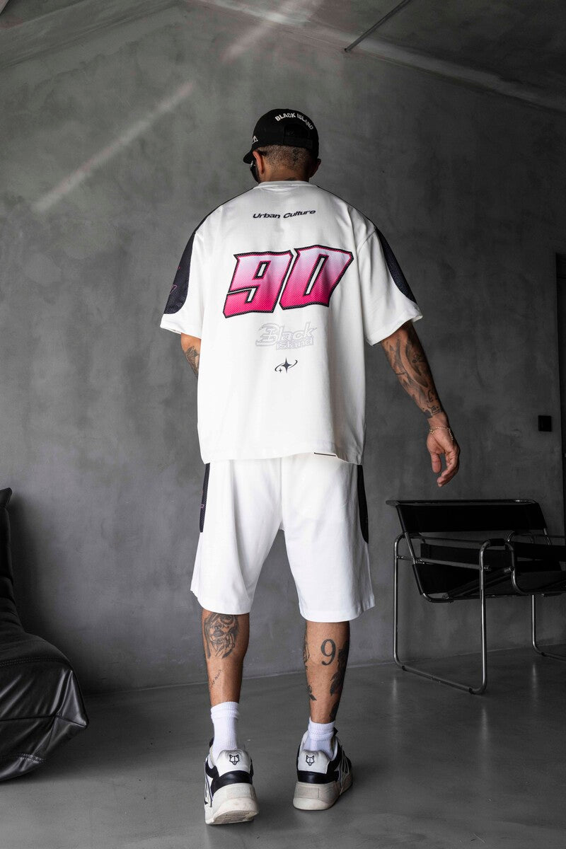 Summer Shorts & Tee Set White Black 1873-74