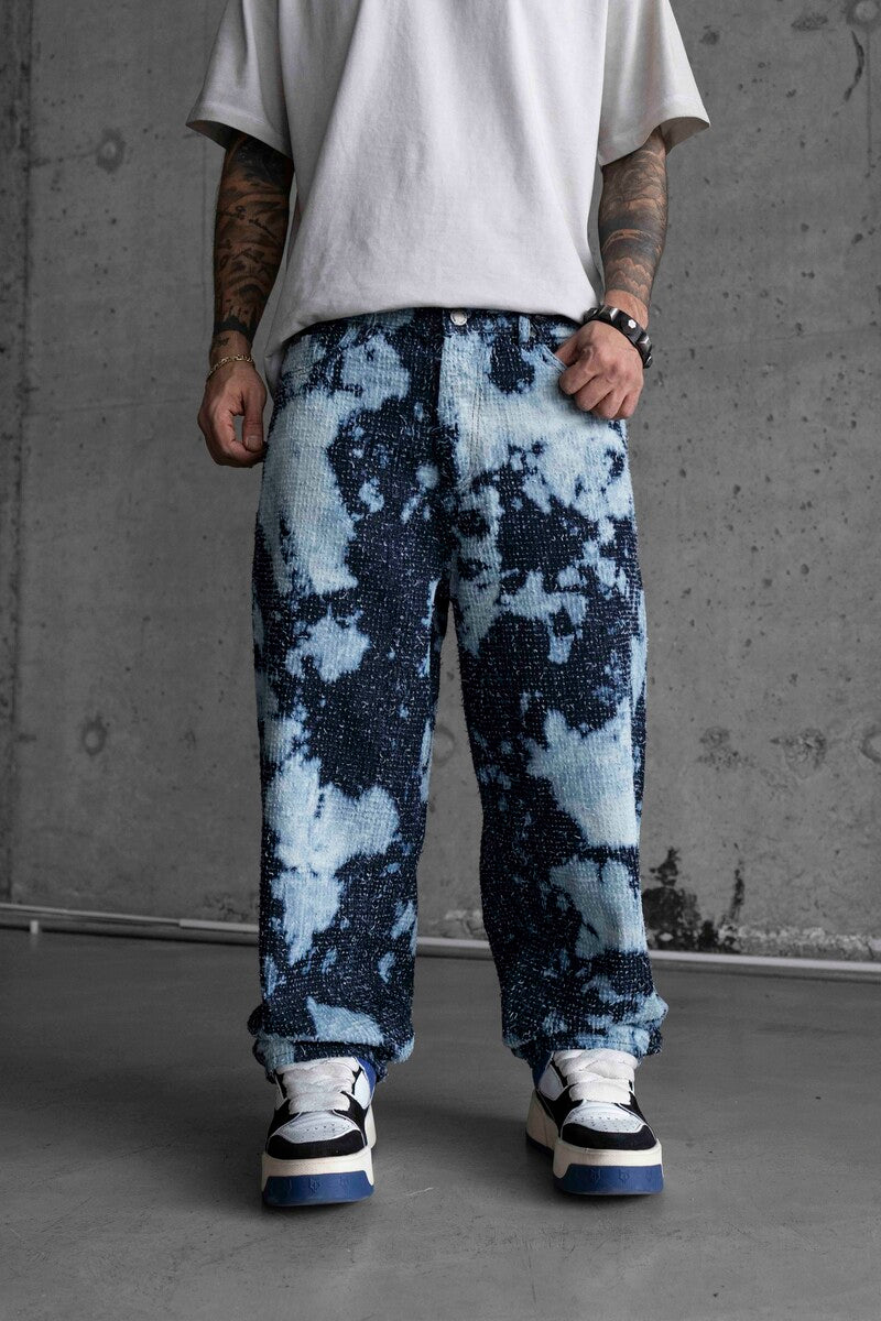 TEXTURED BAGGY DENIM JEANS 16898