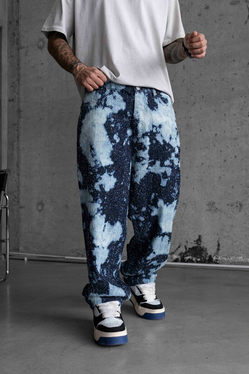 TEXTURED BAGGY DENIM JEANS 16898