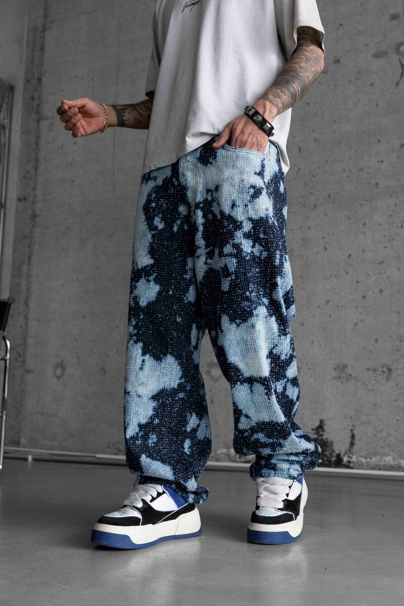 TEXTURED BAGGY DENIM JEANS 16898