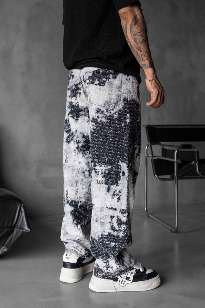 TEXTURED BAGGY DENIM JEANS 17094