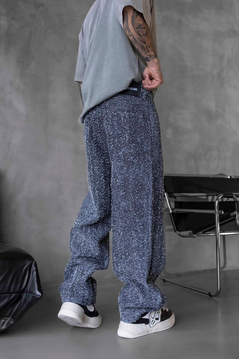 TEXTURED BLUE BAGGY JEANS 17057