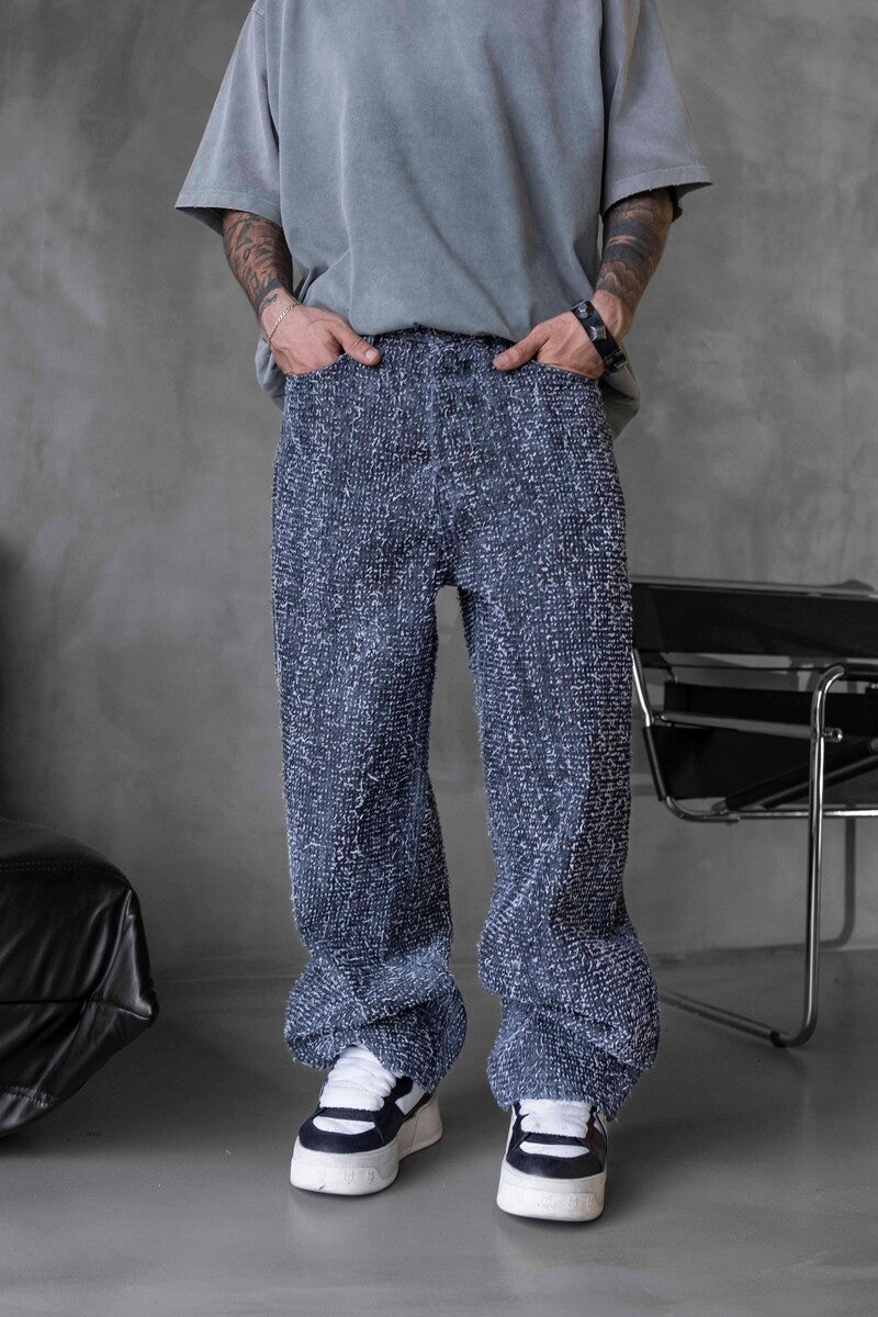 TEXTURED BLUE BAGGY JEANS 17057