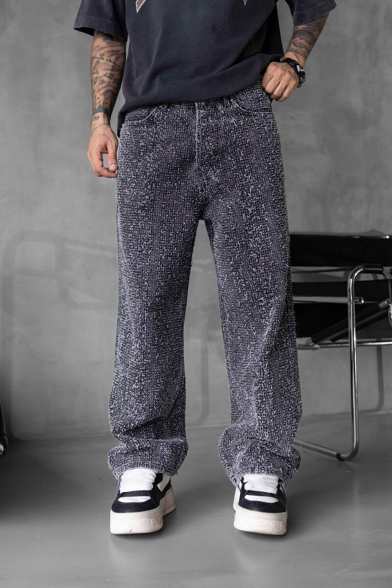 TEXTURED GRAY BAGGY JEANS 17058