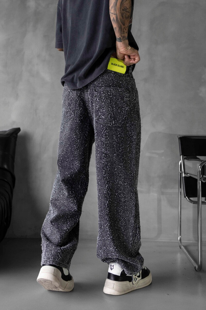 TEXTURED GRAY BAGGY JEANS 17058