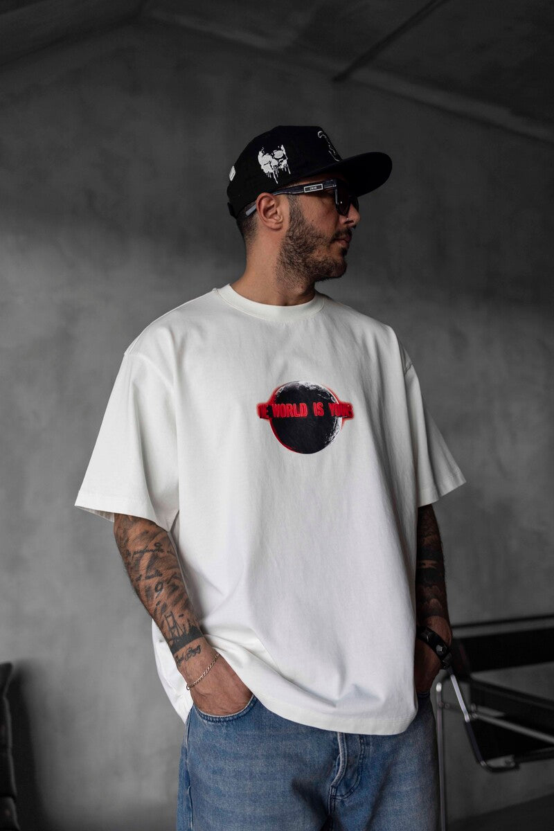 THE WORLD IS YOURS PRINTED T-SHIRT WHITE 1833