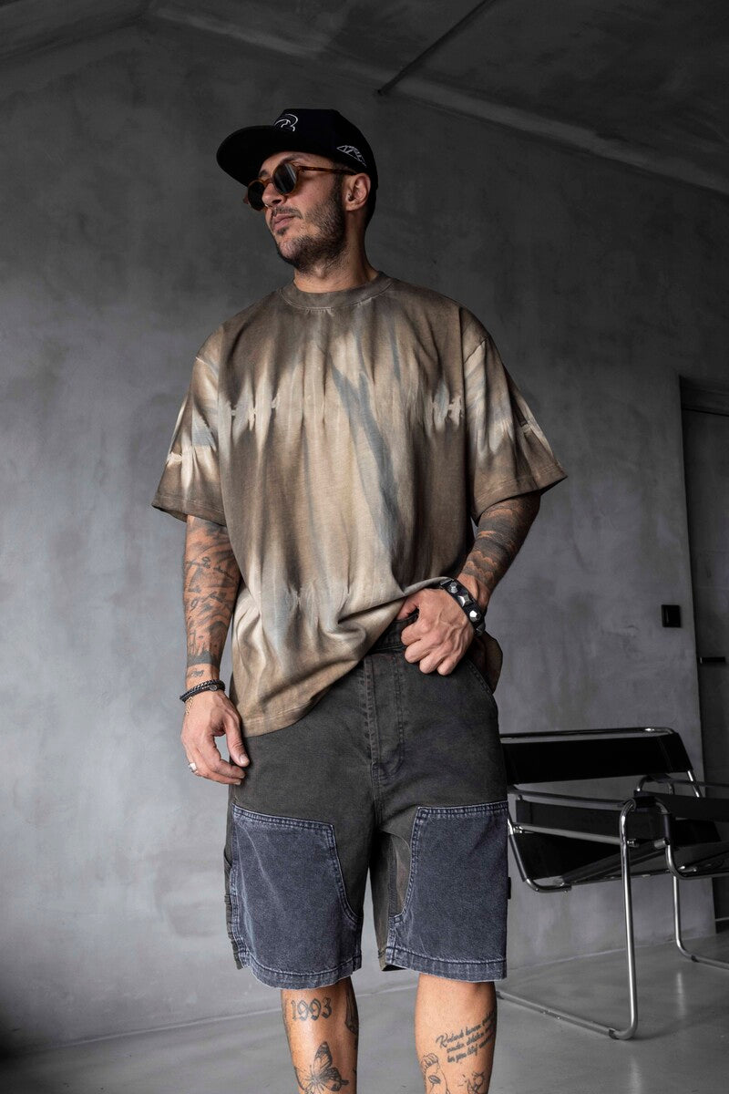 TIE-DYE WASHED T-SHIRT BROWN 1685