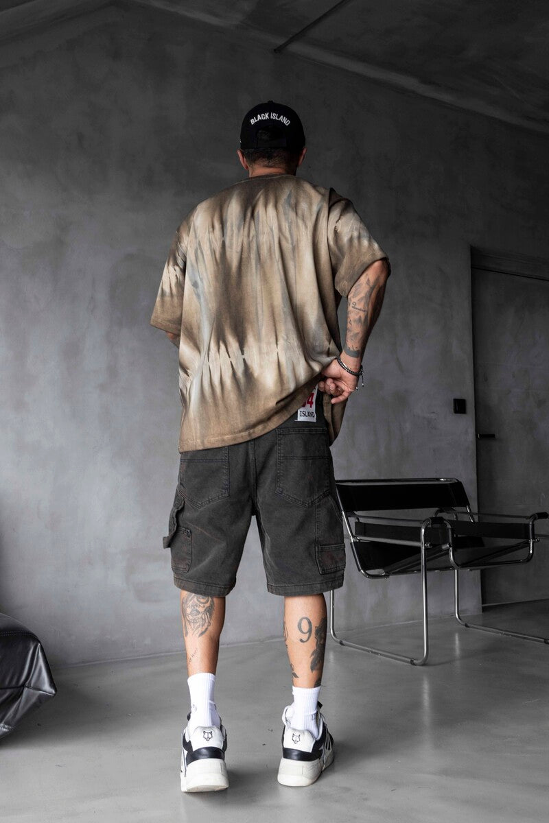 TIE-DYE WASHED T-SHIRT BROWN 1685