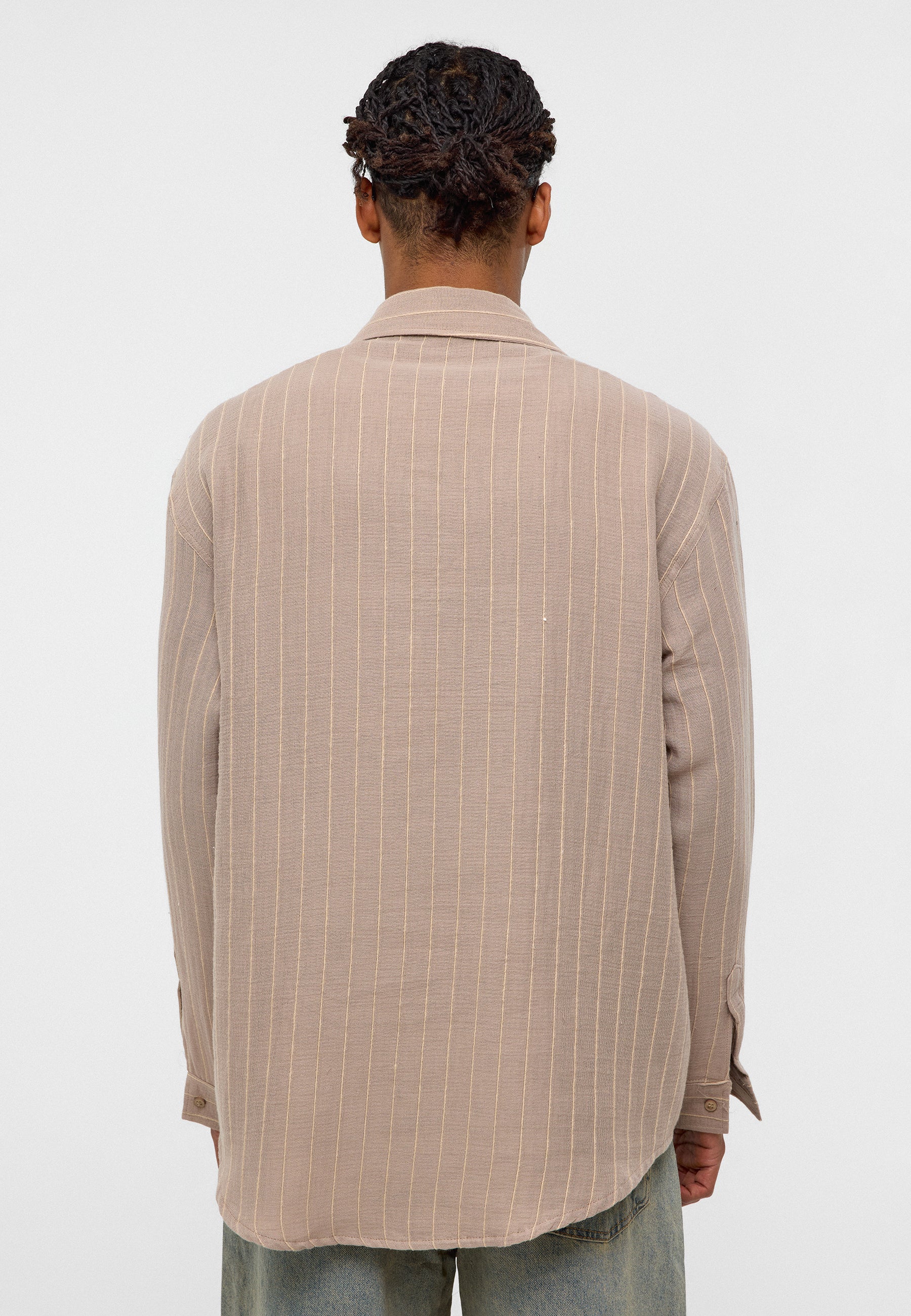 Beige Striped Oversize Muslin Cotton Shirt – Breezy Casual