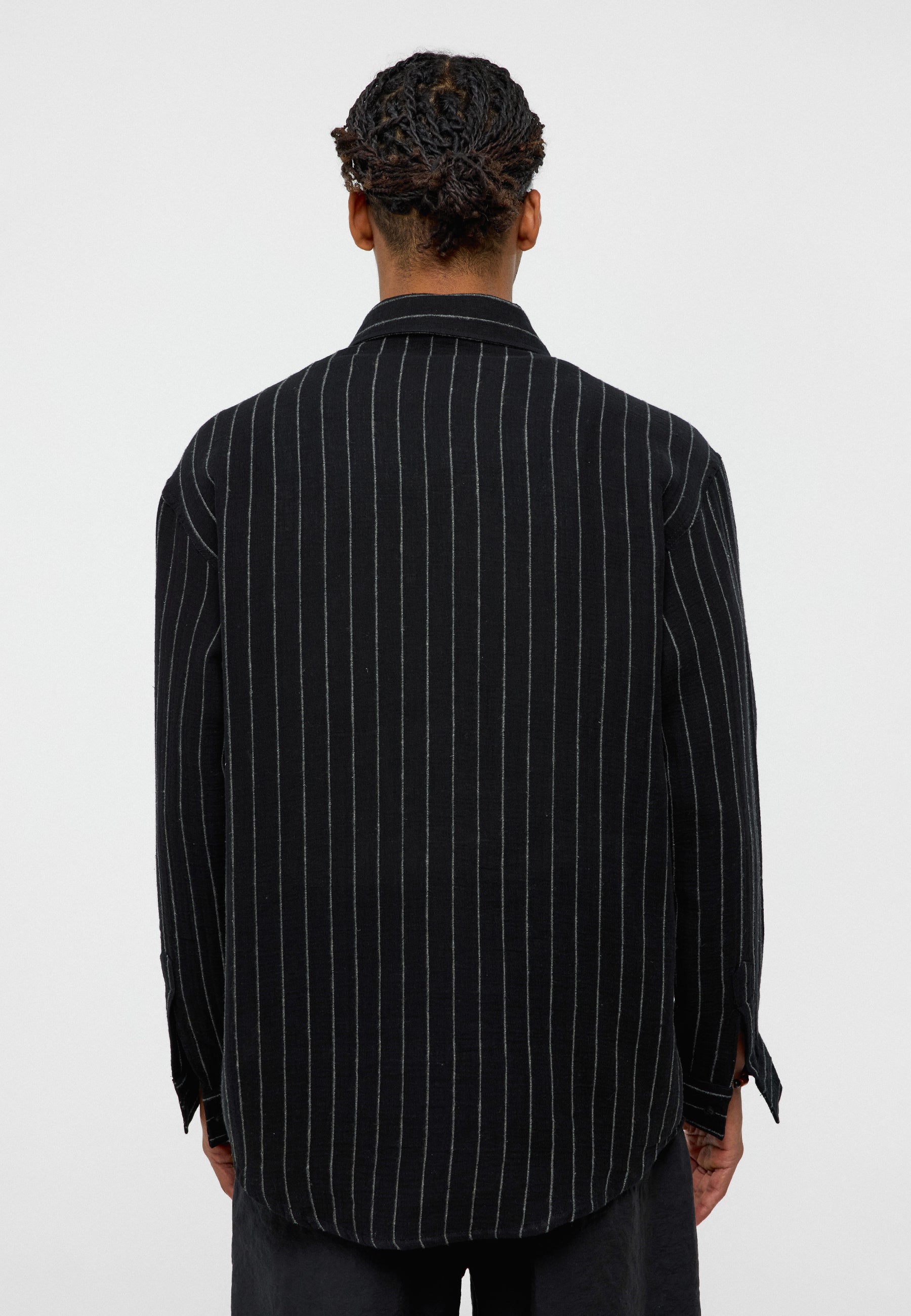 Black Striped Oversize Muslin Cotton Shirt – Effortless Urban Cool
