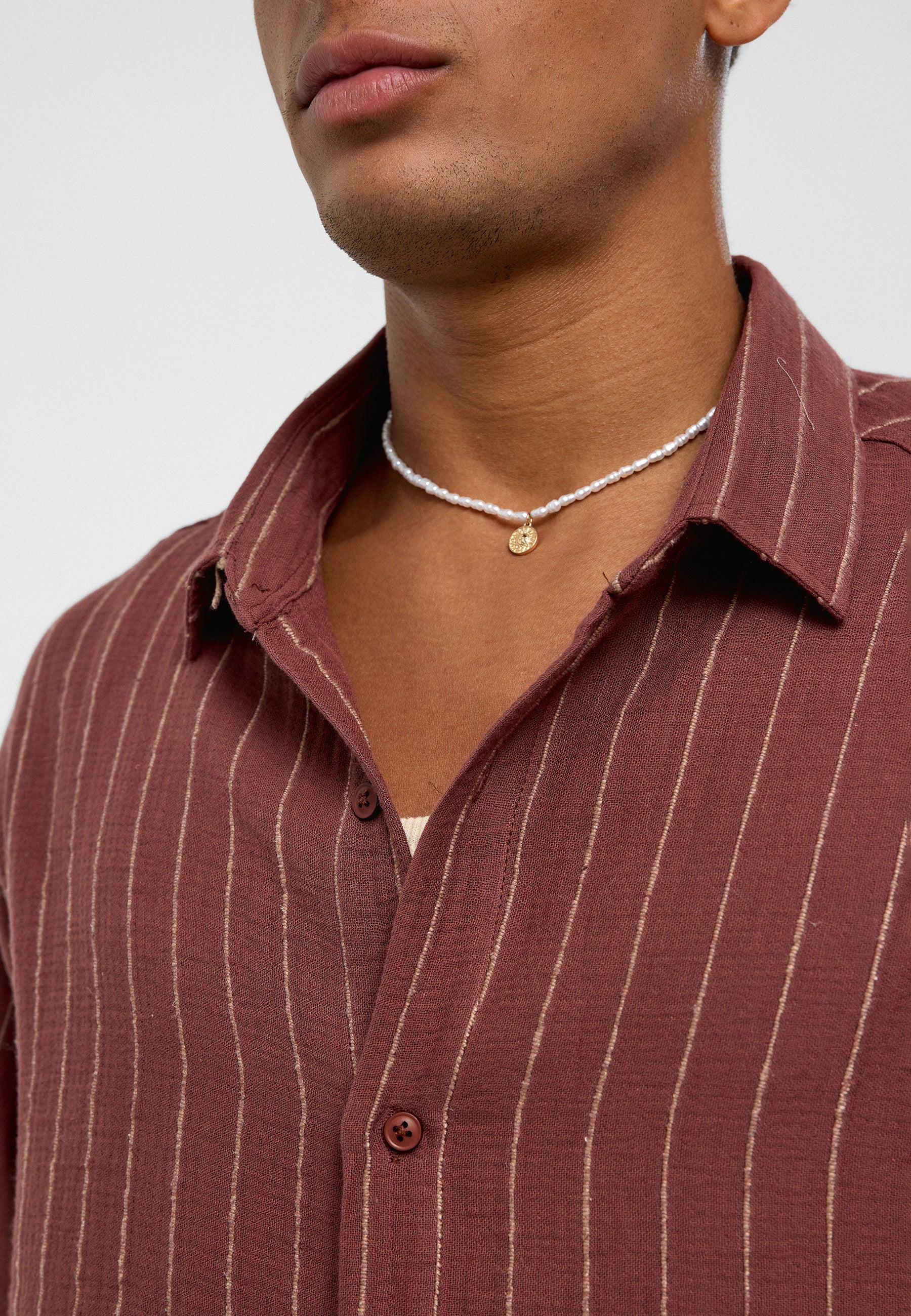 Brown Striped Slim Fit Luxe Shirt – Sleek, Modern, Comfortable