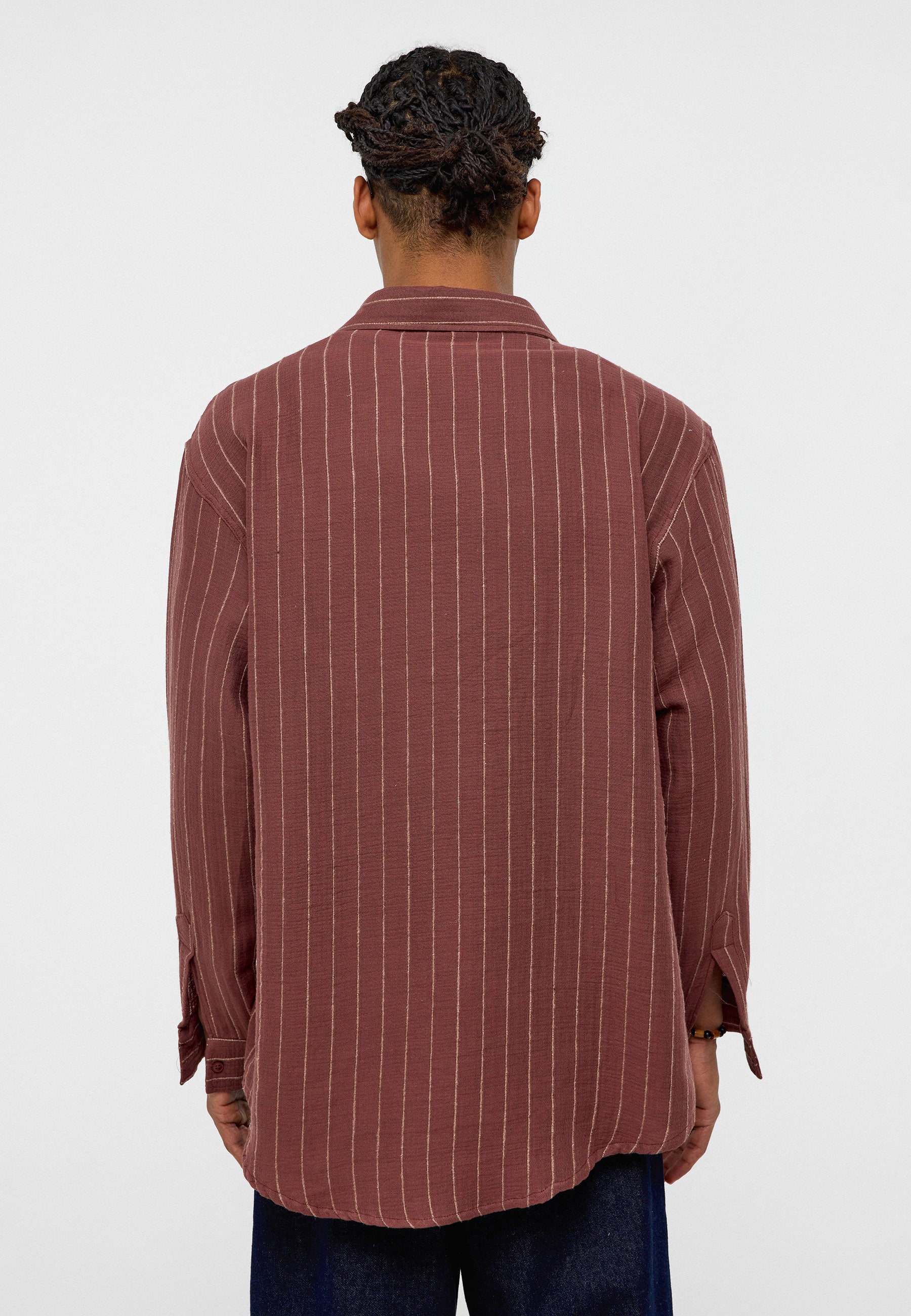 Brown Striped Slim Fit Luxe Shirt – Sleek, Modern, Comfortable