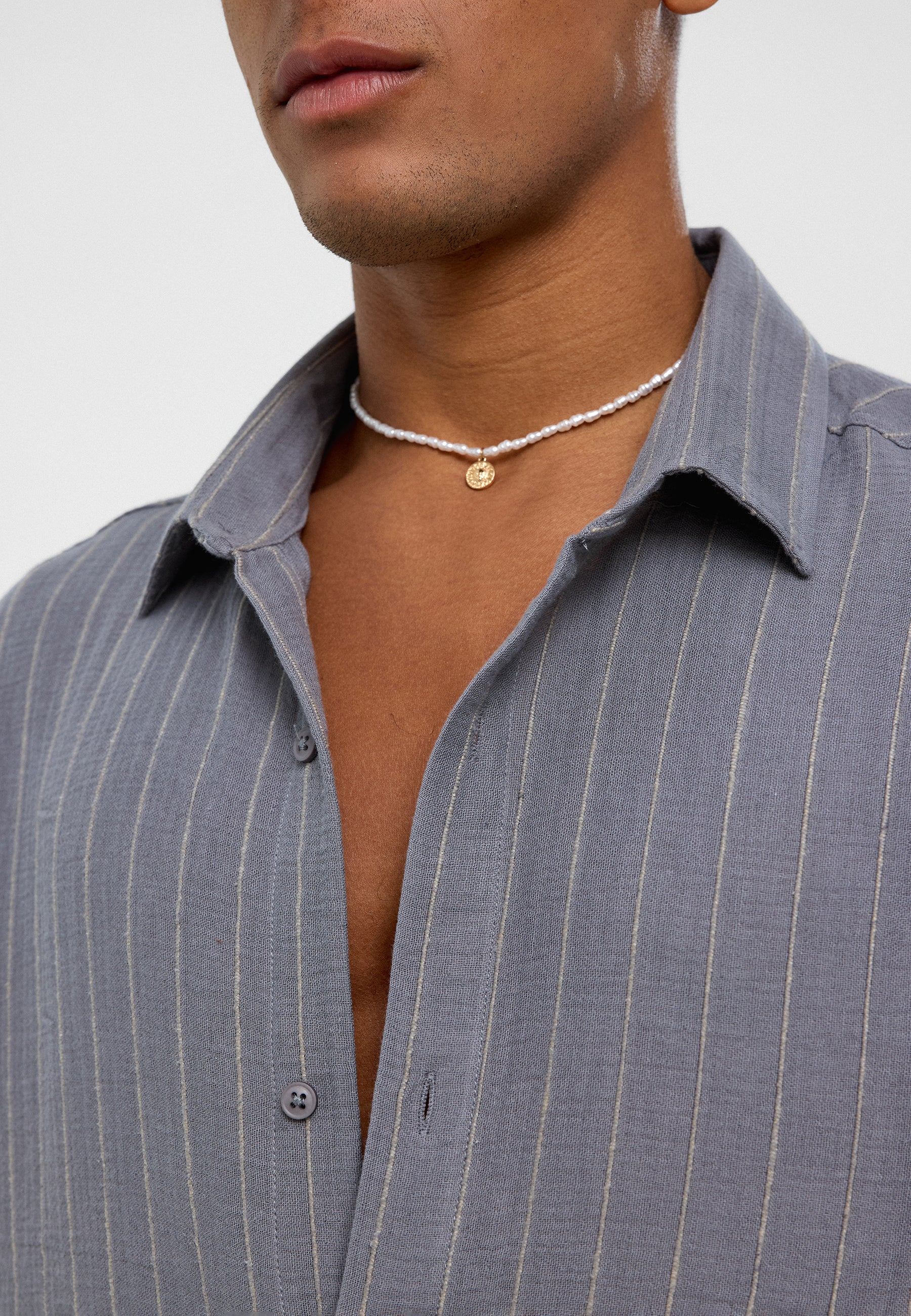 Soft Beige Striped Oversized Muslin Shirt – Lightweight Elegance with Warm Tones