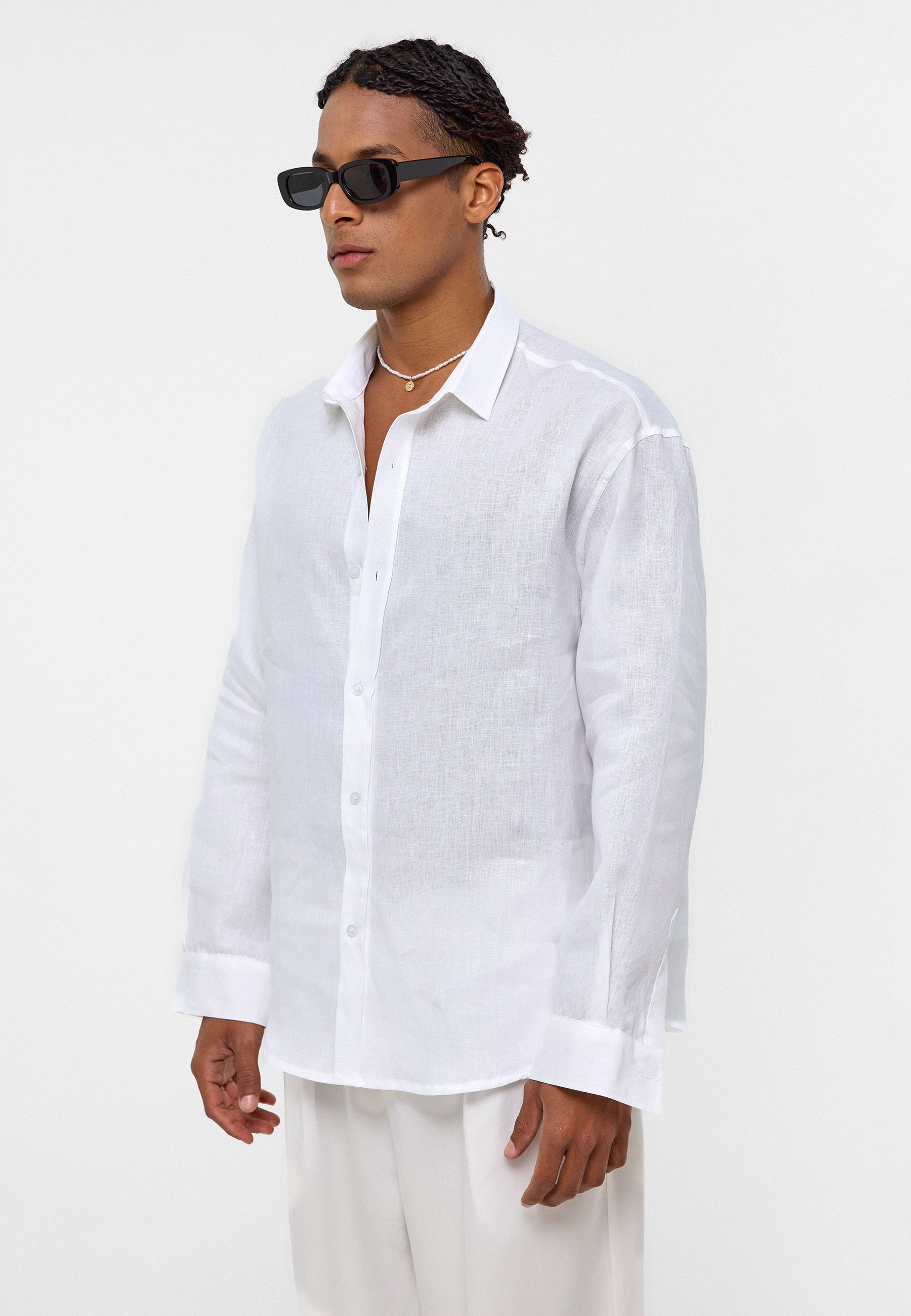 Textured White Patterned Business Shirt – Tailored Precision with Subtle Depth