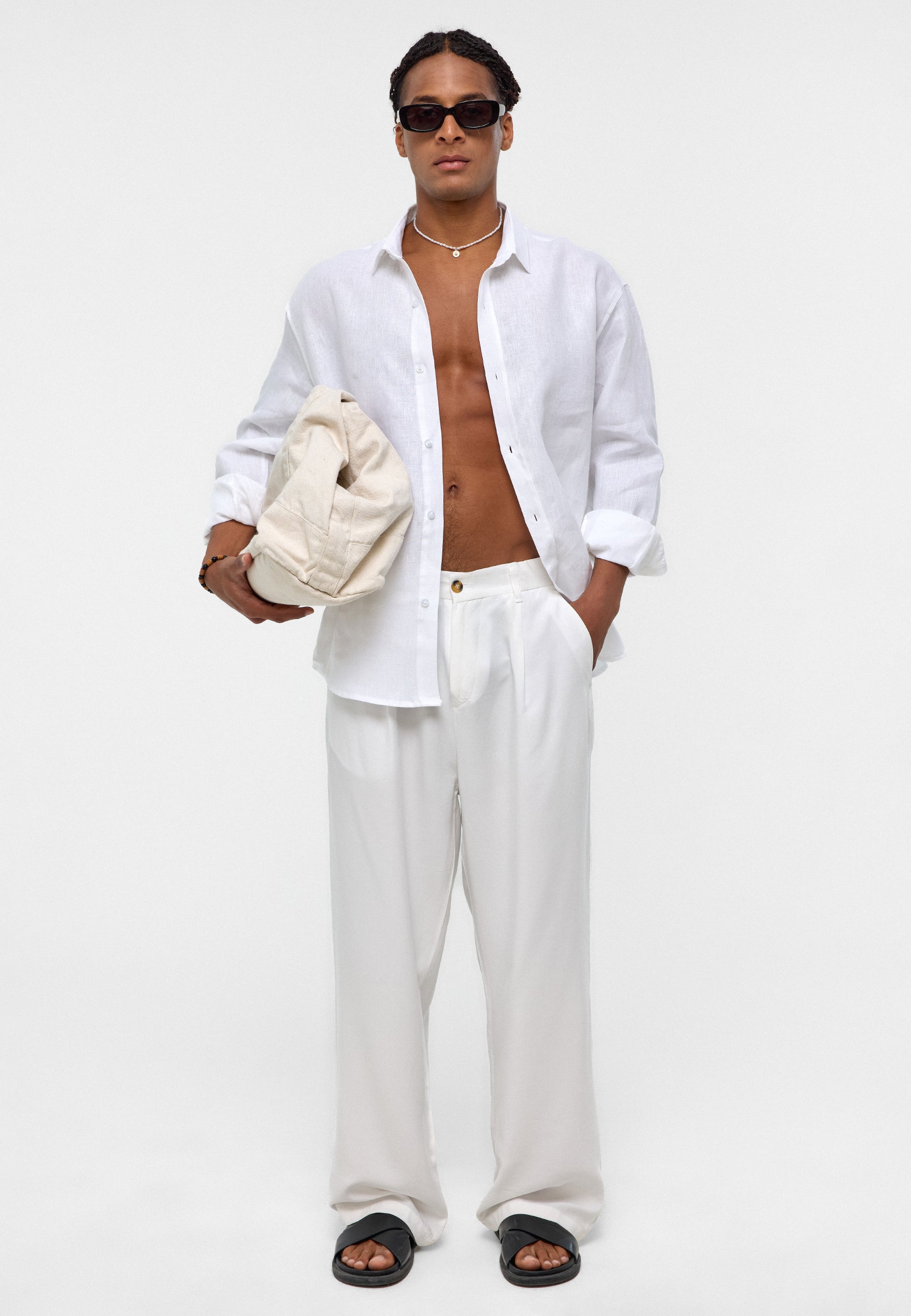 Textured White Patterned Business Shirt – Tailored Precision with Subtle Depth