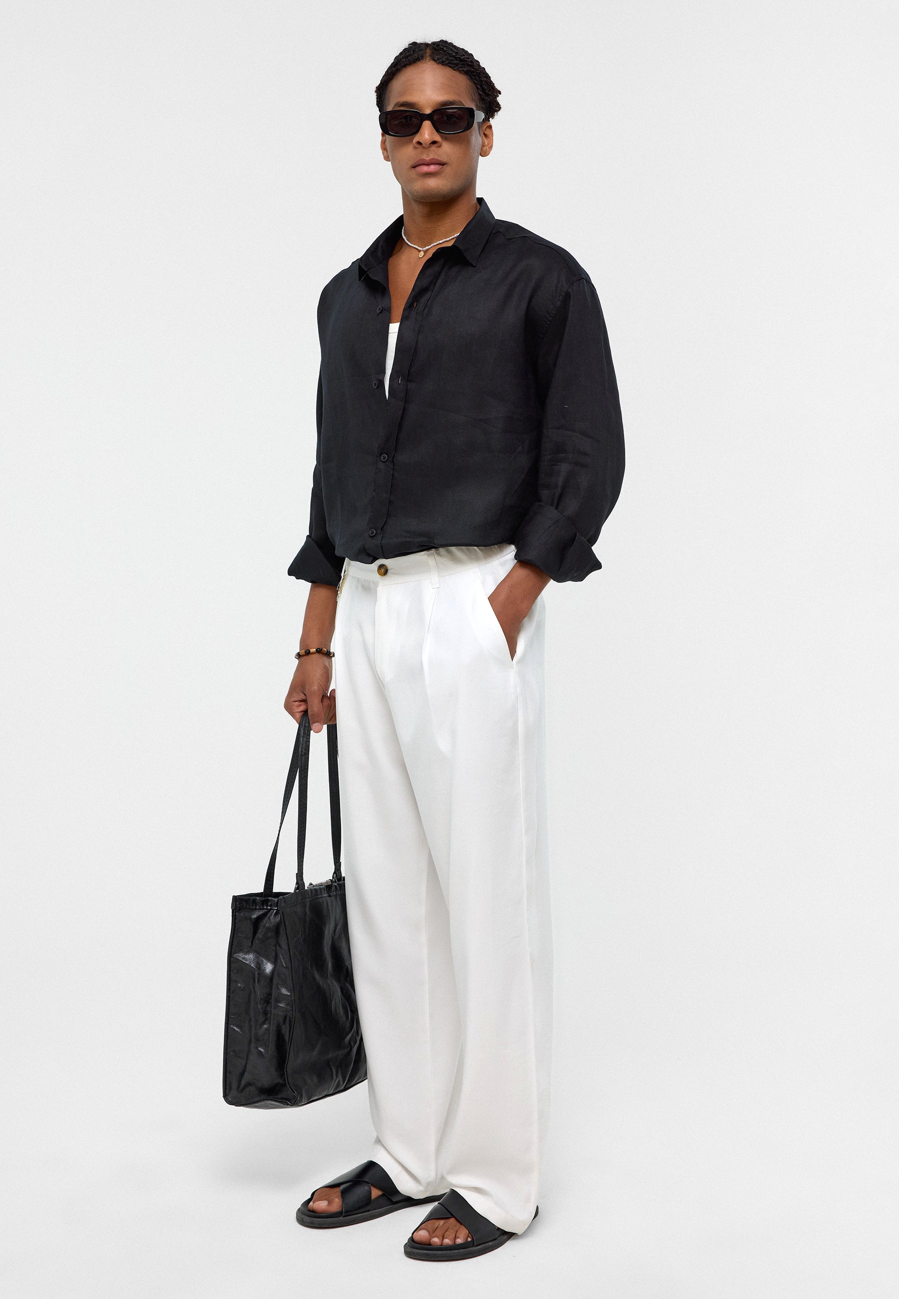 Classic Deep Black Formal Shirt – Refined & Low-Maintenance