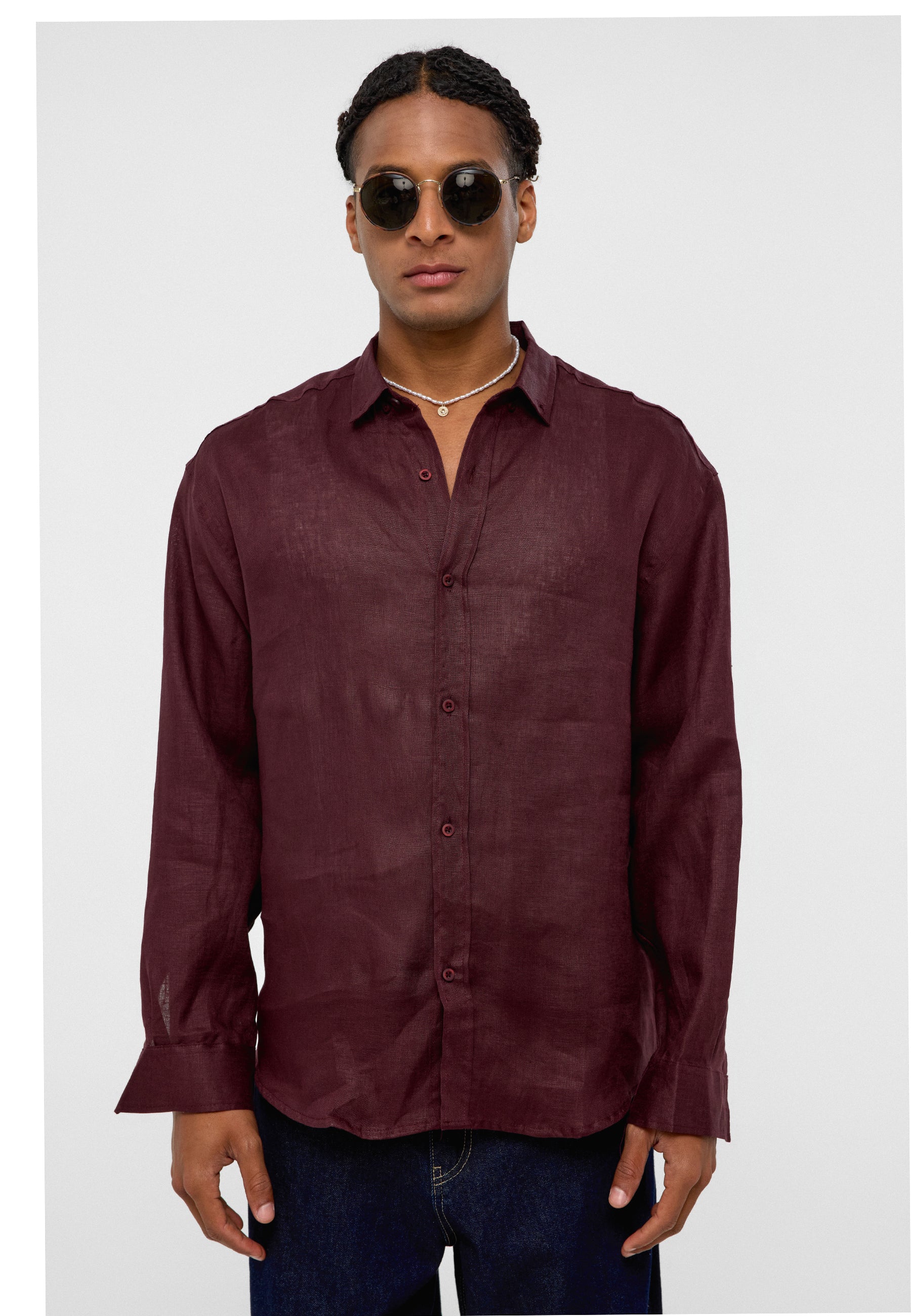Deep Chianti Red Slim-Fit Cotton Shirt – Sharp, Sophisticated, and Stretch-Enhanced