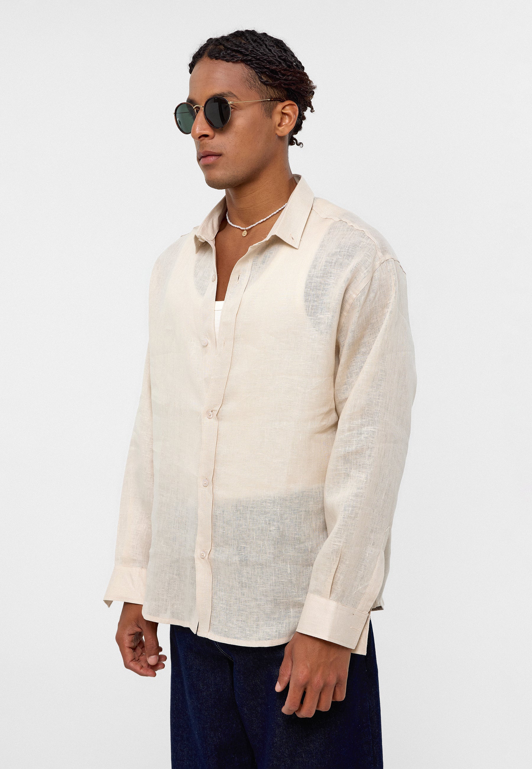 Light Sand Silk Shirt – Luxurious Elegance