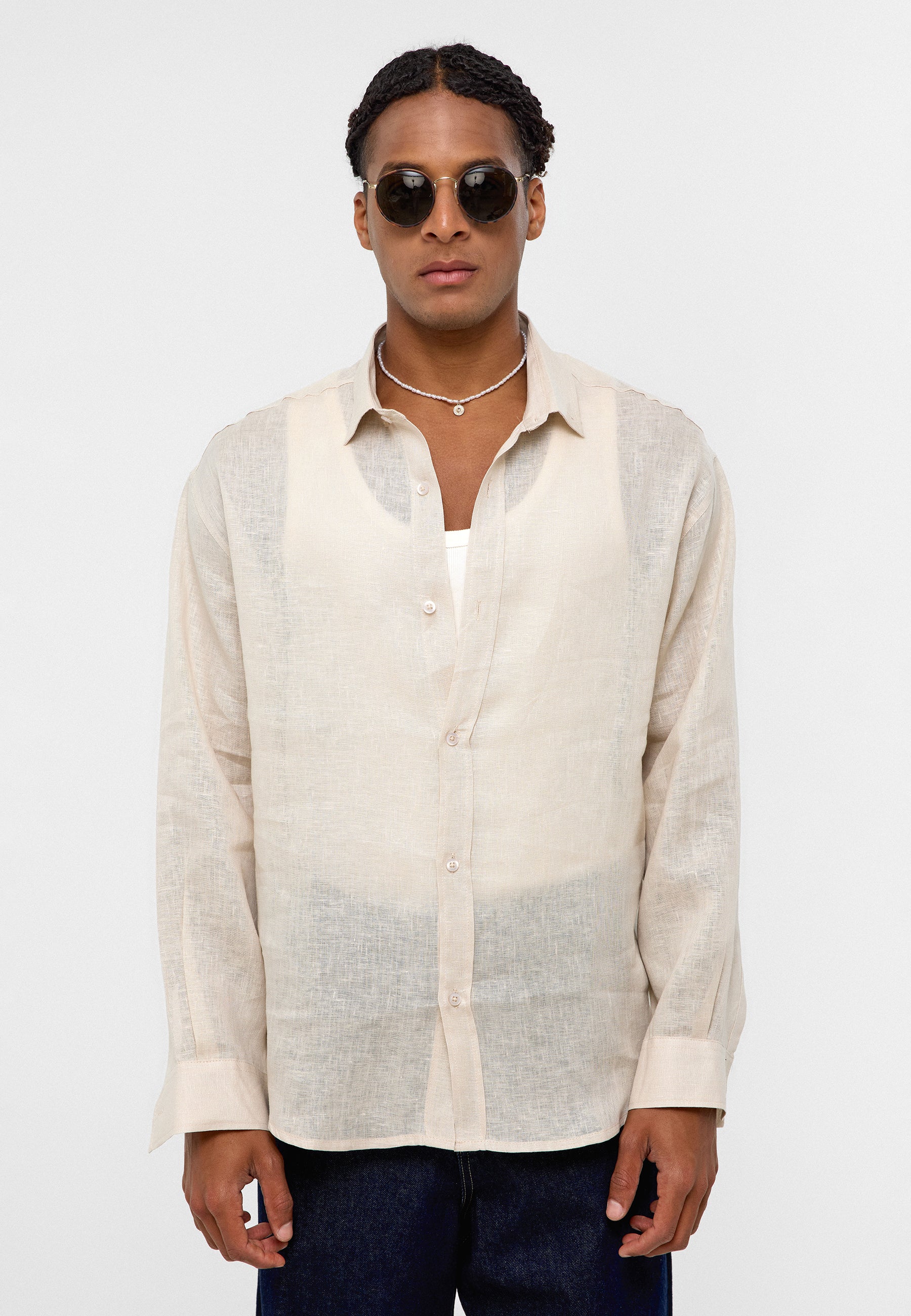Light Sand Silk Shirt – Luxurious Elegance