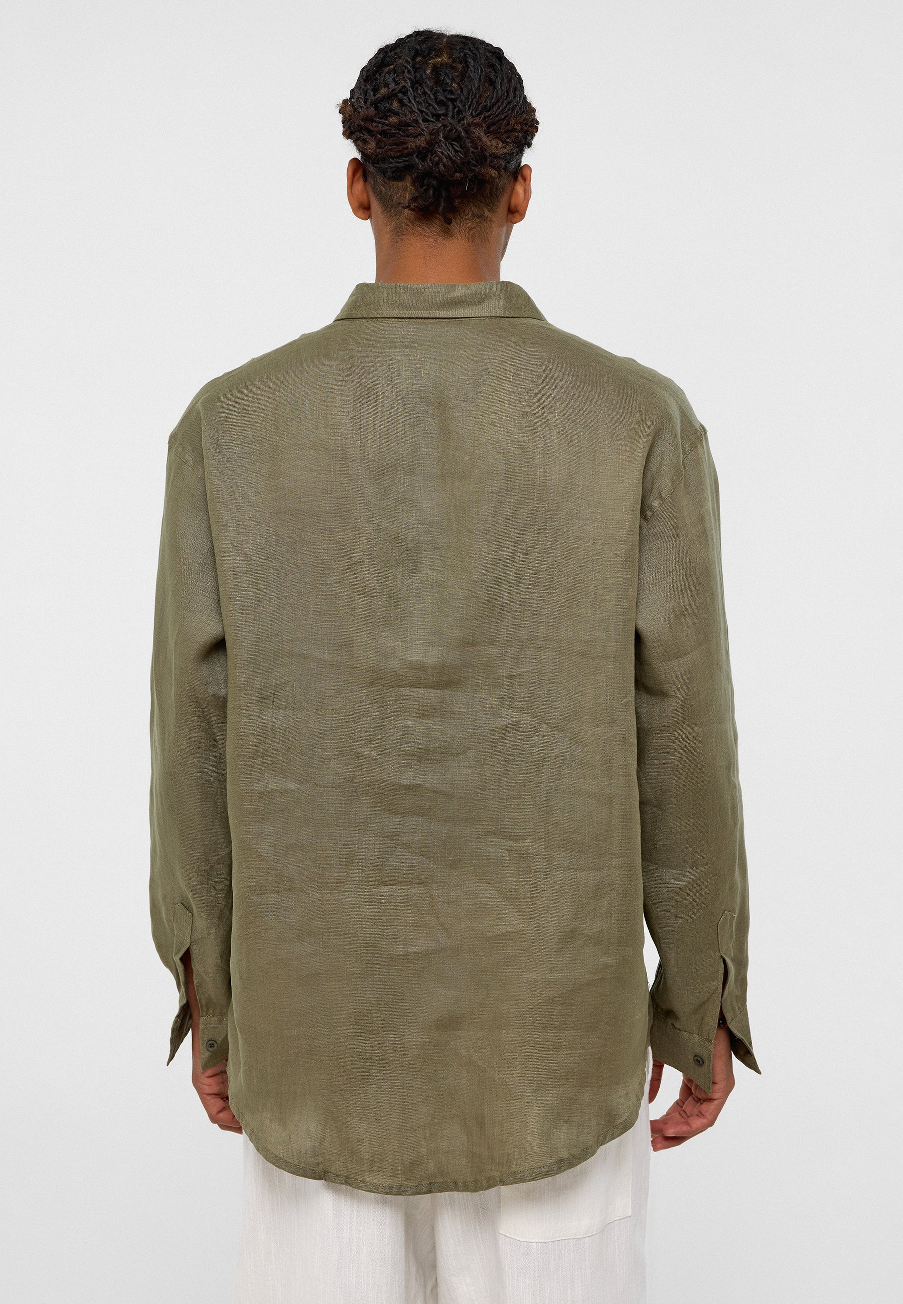 Earthy Khaki Oversized Linen Shirt – Lightweight & Relaxed Summer Staple