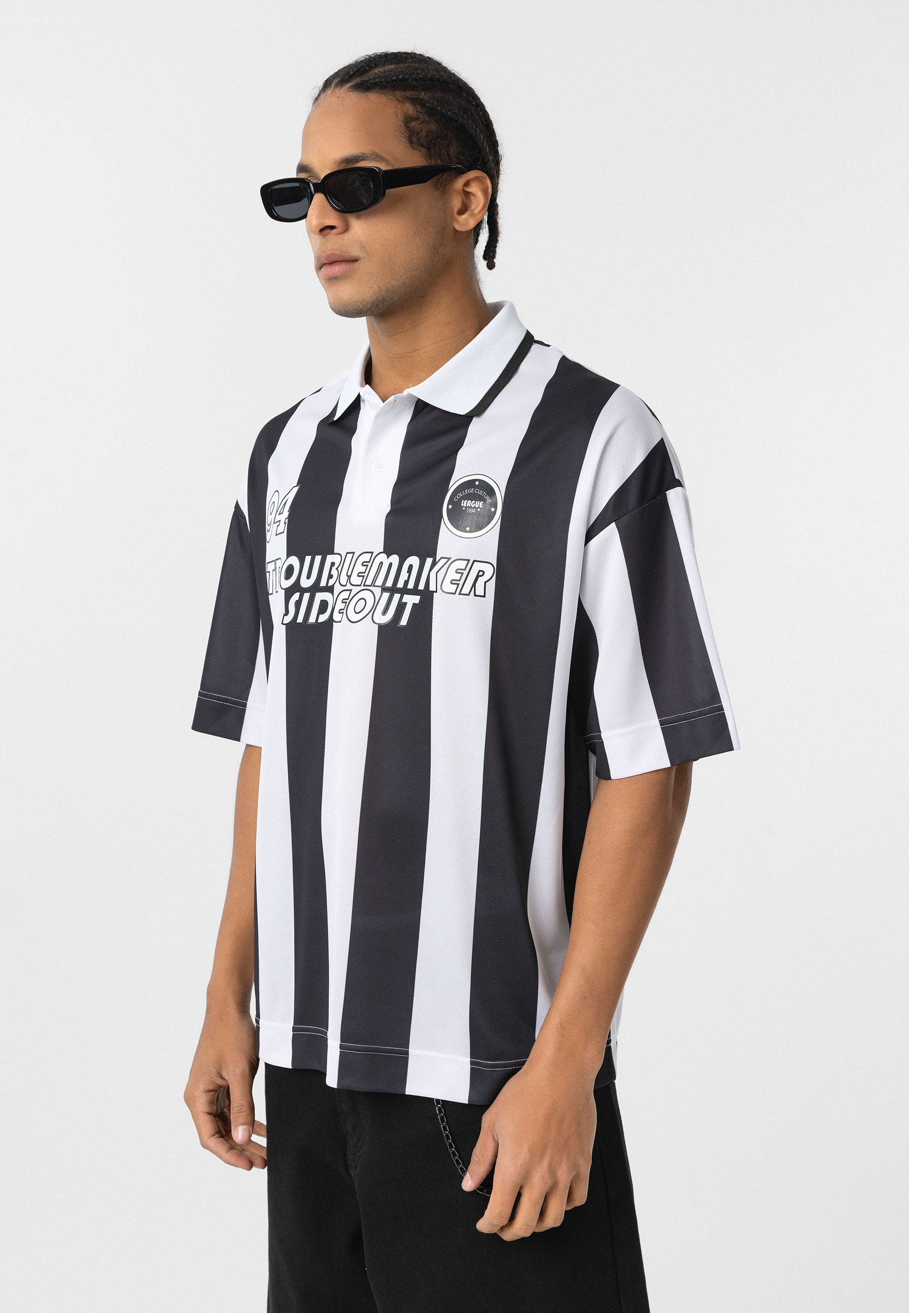 Oversized Polo-Collar Jersey T-Shirt – Sport Luxe in Black, Green, Blue, Red & Grey