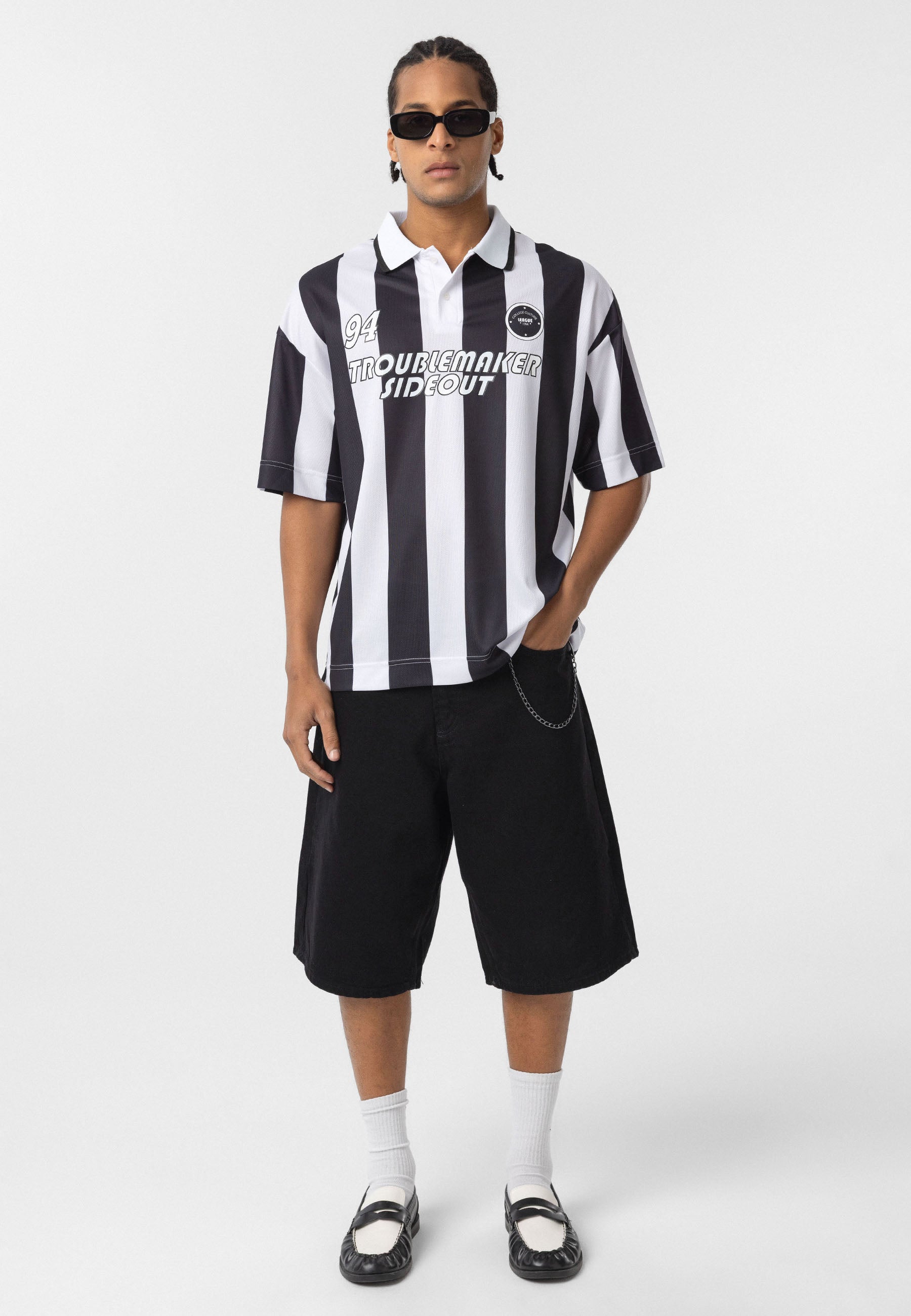 Oversized Polo-Collar Jersey T-Shirt – Sport Luxe in Black, Green, Blue, Red & Grey