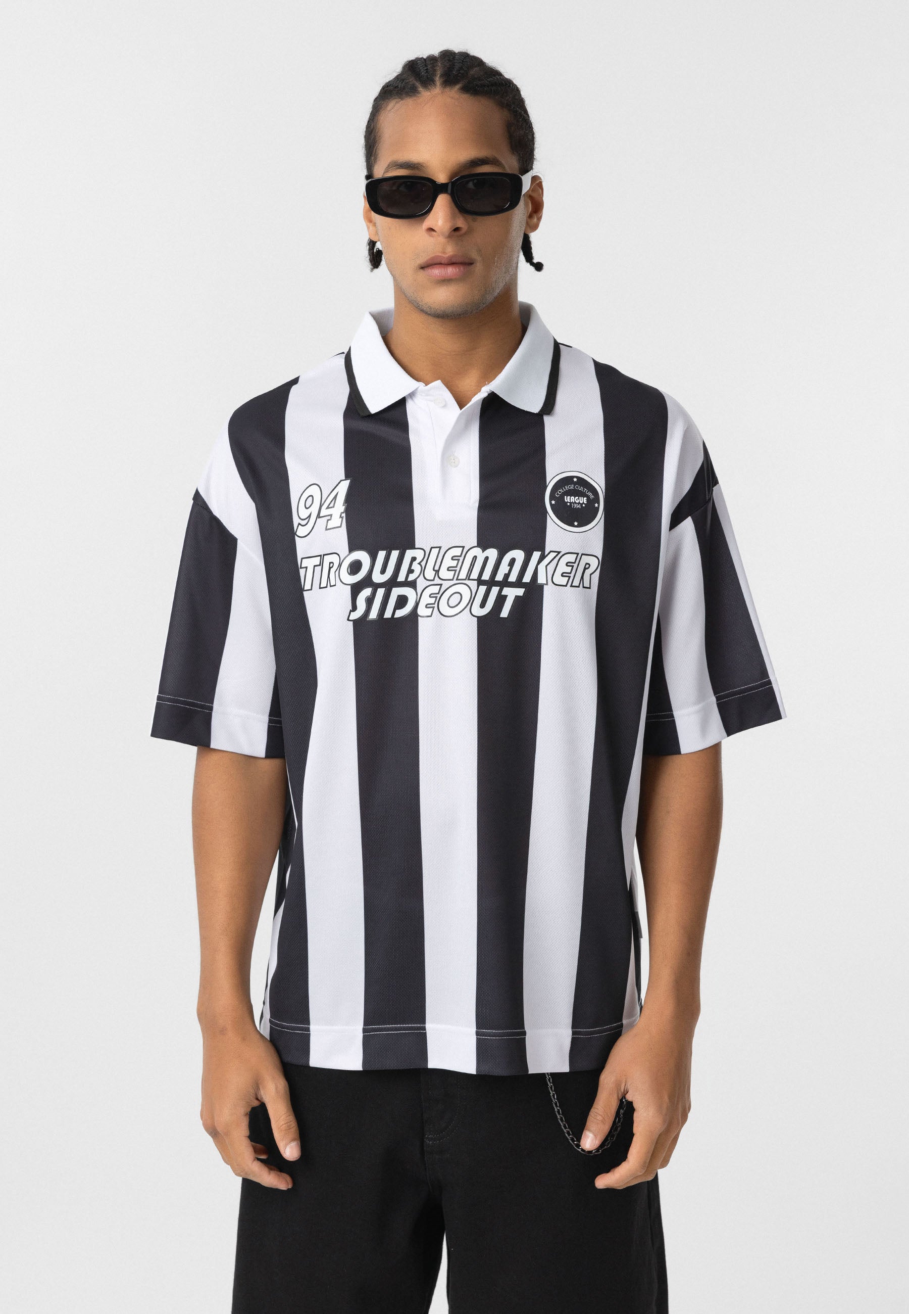 Oversized Polo-Collar Jersey T-Shirt – Sport Luxe in Black, Green, Blue, Red & Grey