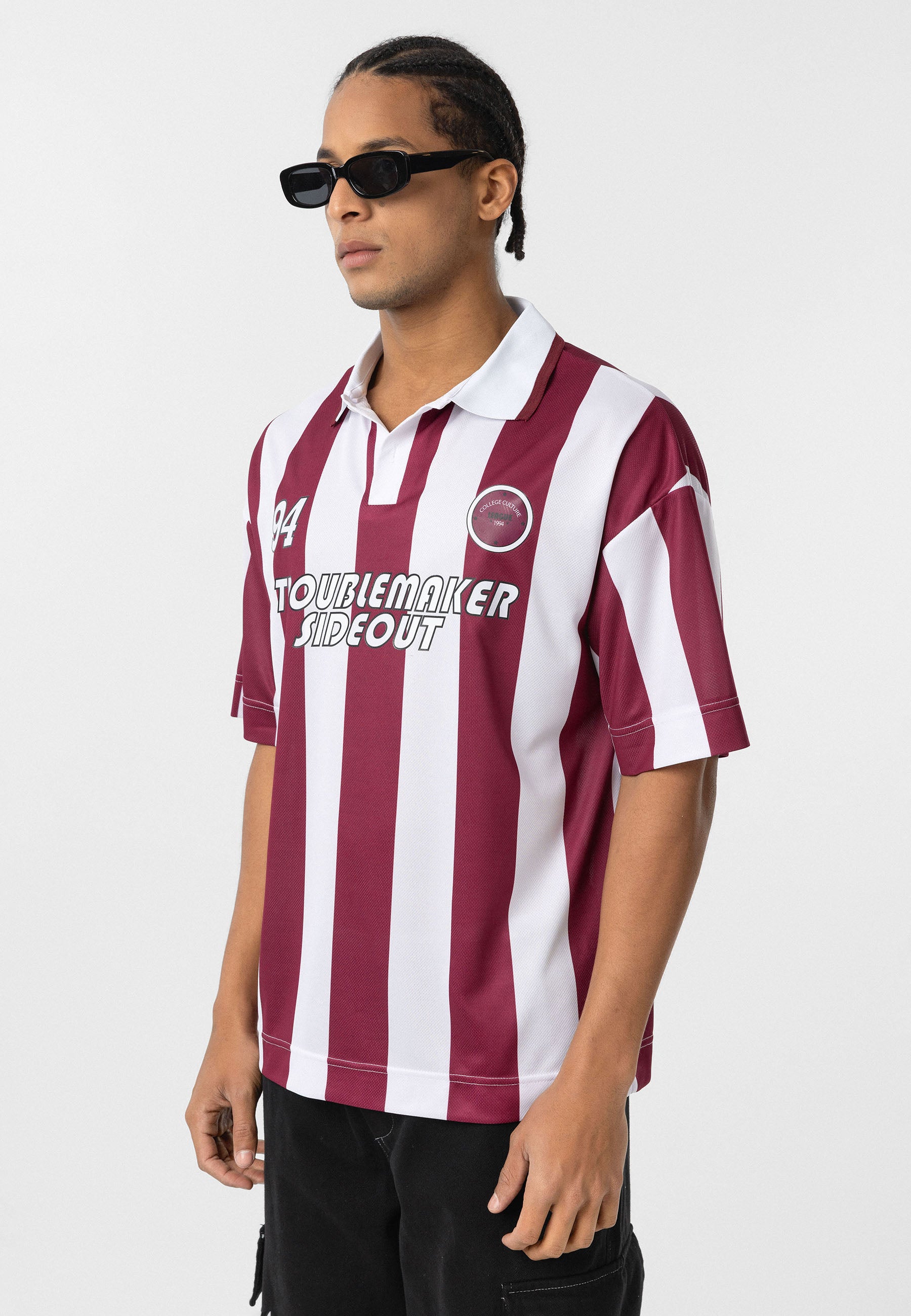 Oversized Polo-Collar Jersey T-Shirt – Sport Luxe in Black, Green, Blue, Red & Grey