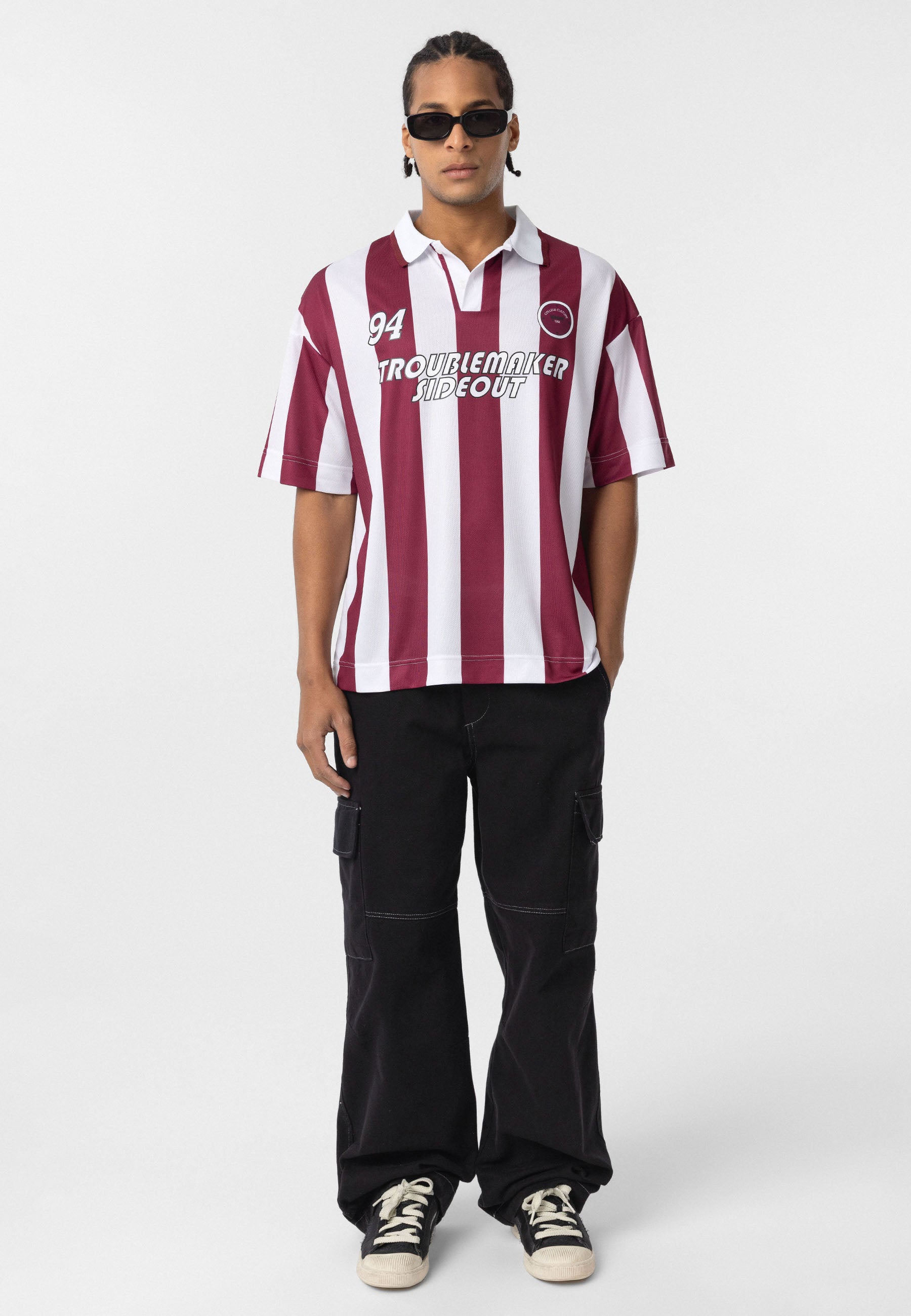 Oversized Polo-Collar Jersey T-Shirt – Sport Luxe in Black, Green, Blue, Red & Grey