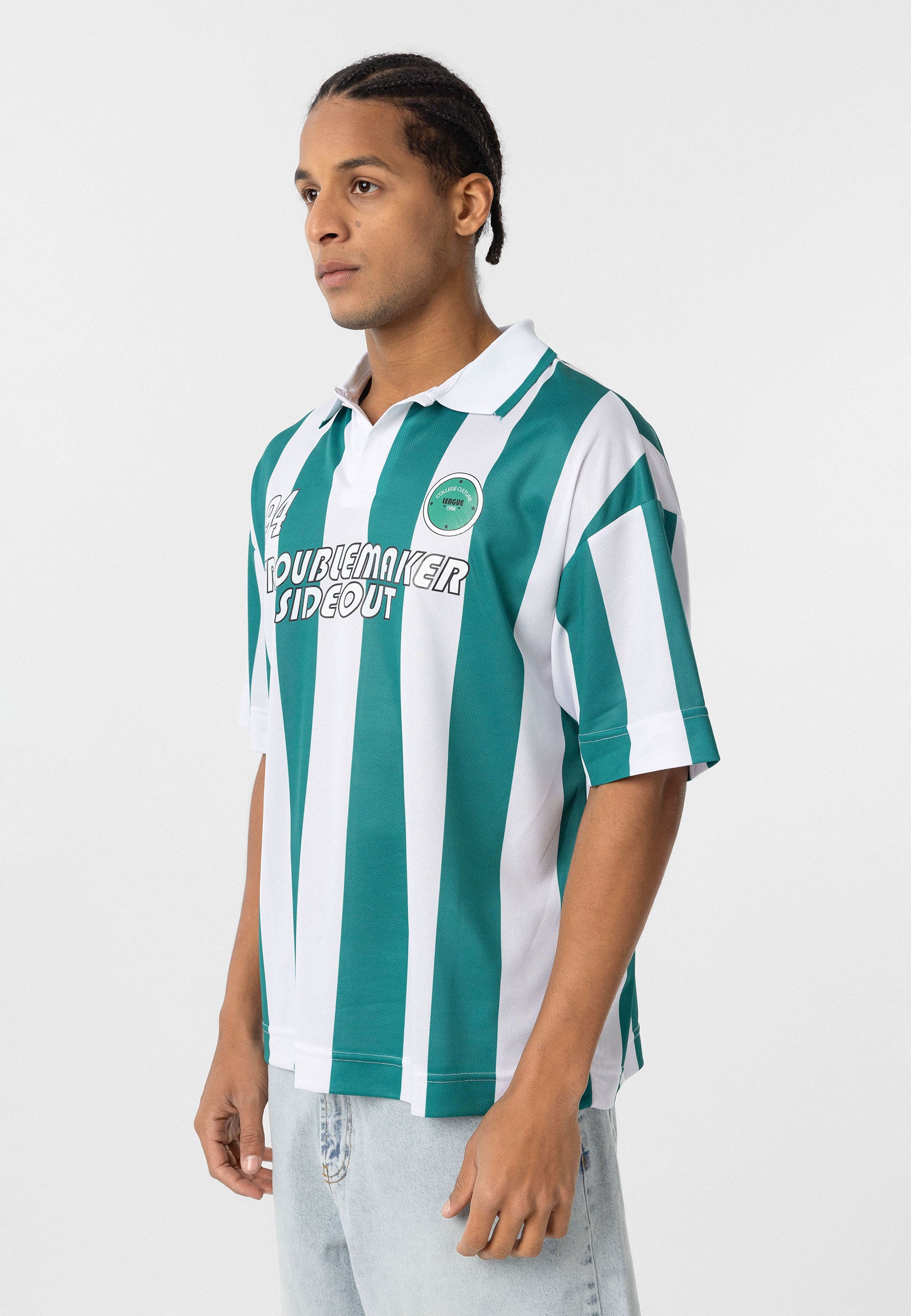 Oversized Polo-Collar Jersey T-Shirt – Sport Luxe in Black, Green, Blue, Red & Grey