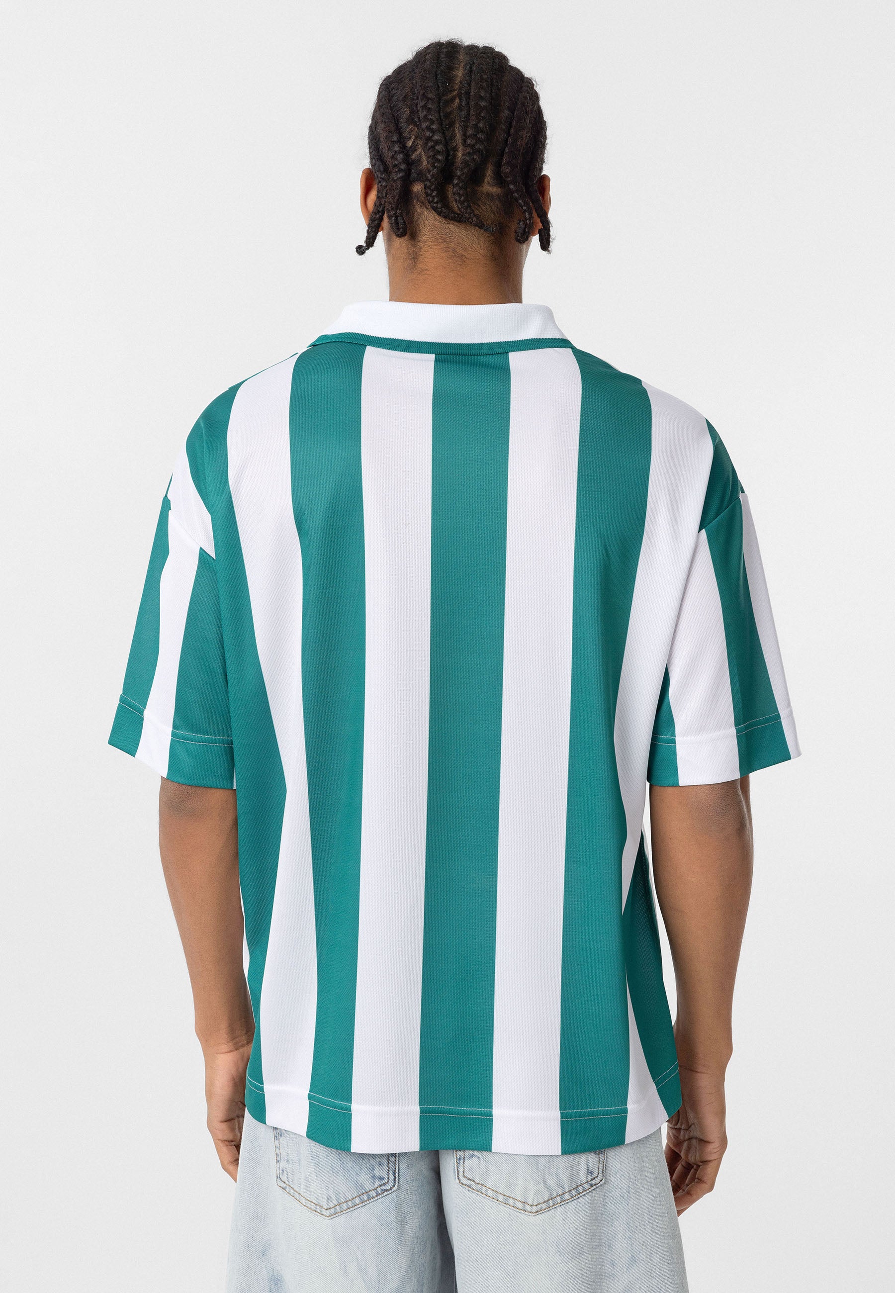 Oversized Polo-Collar Jersey T-Shirt – Sport Luxe in Black, Green, Blue, Red & Grey