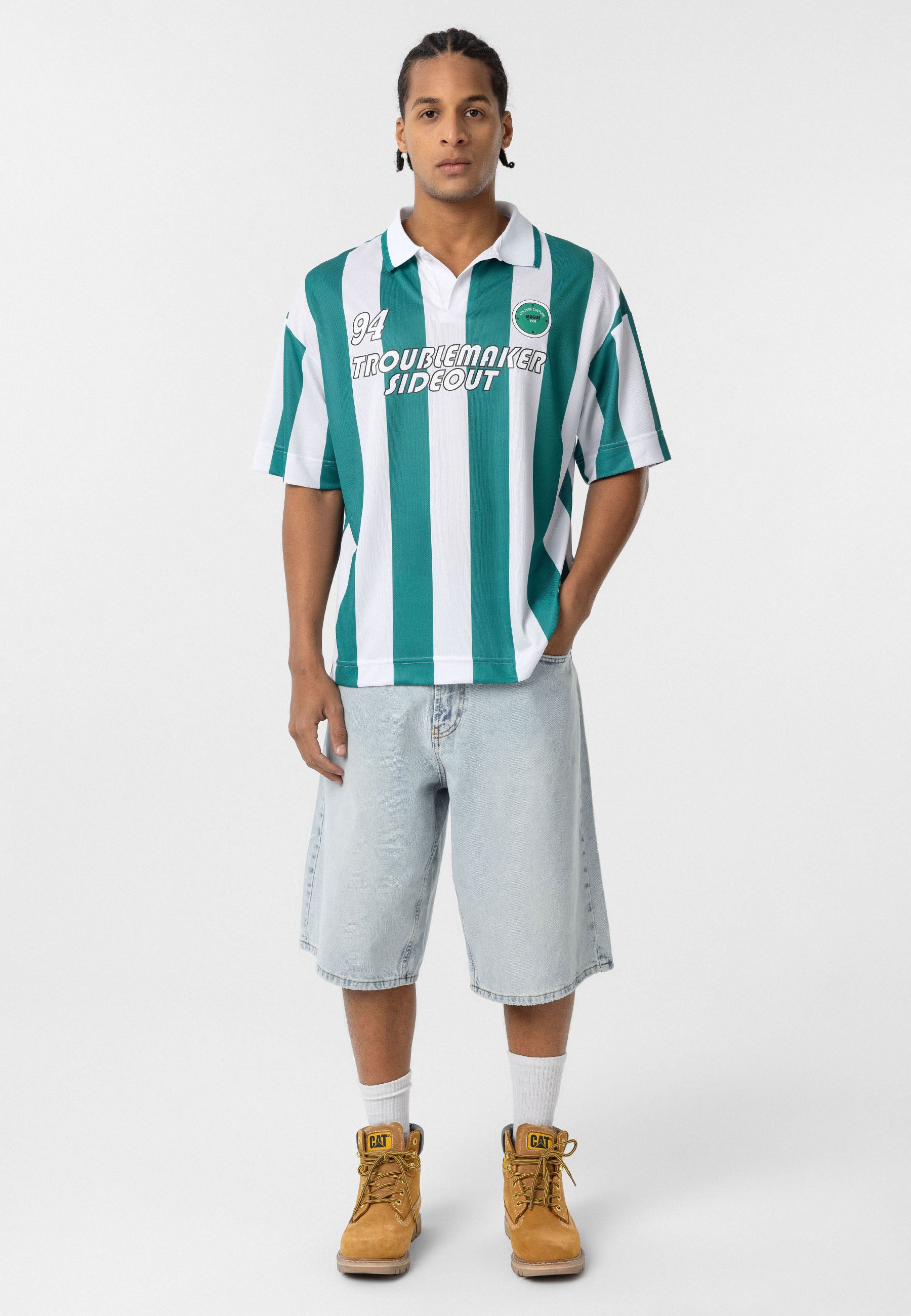 Oversized Polo-Collar Jersey T-Shirt – Sport Luxe in Black, Green, Blue, Red & Grey