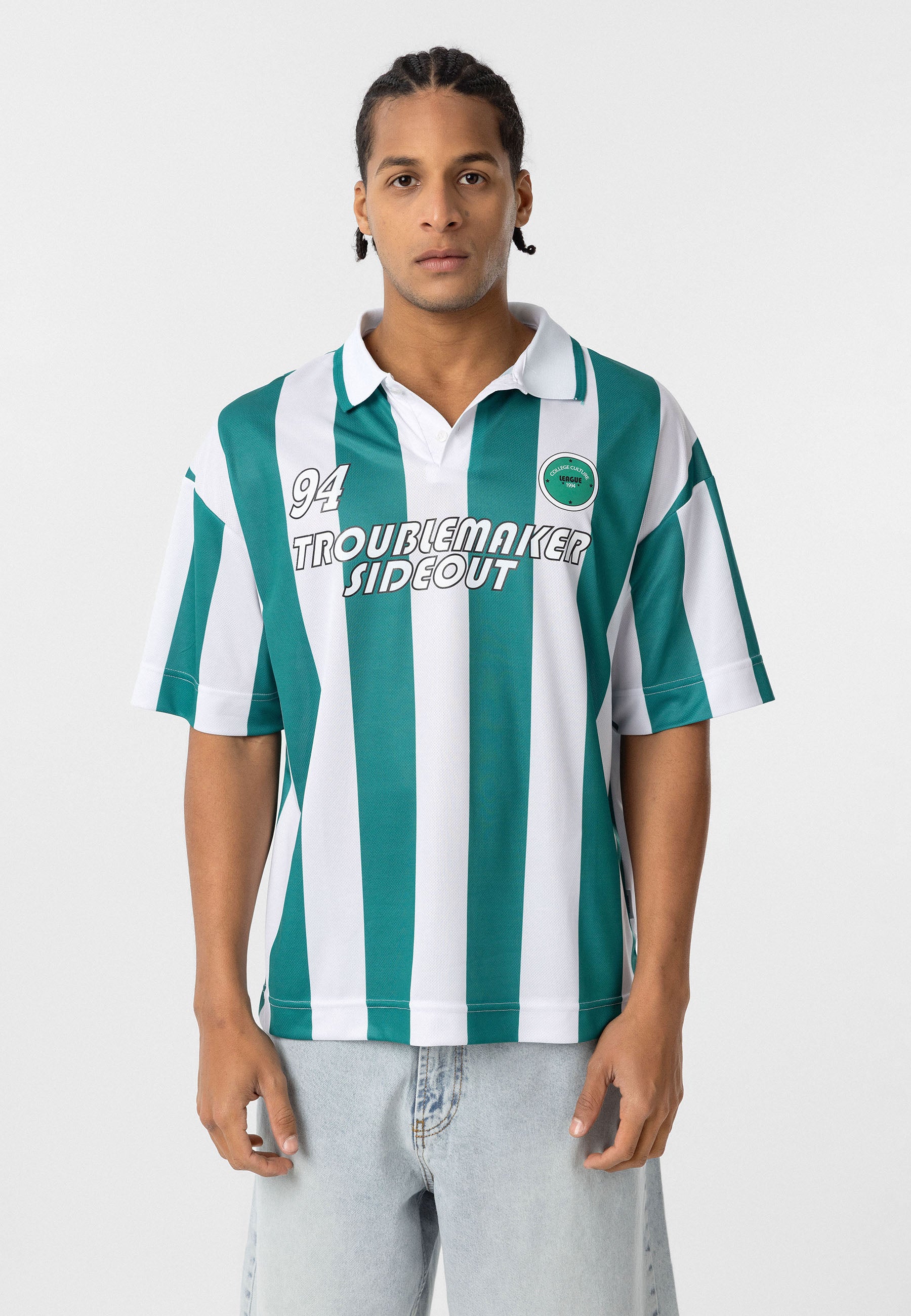 Oversized Polo-Collar Jersey T-Shirt – Sport Luxe in Black, Green, Blue, Red & Grey