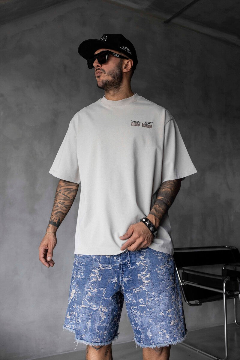 Vintage Angel Print Oversized Grey T-Shirt 1862