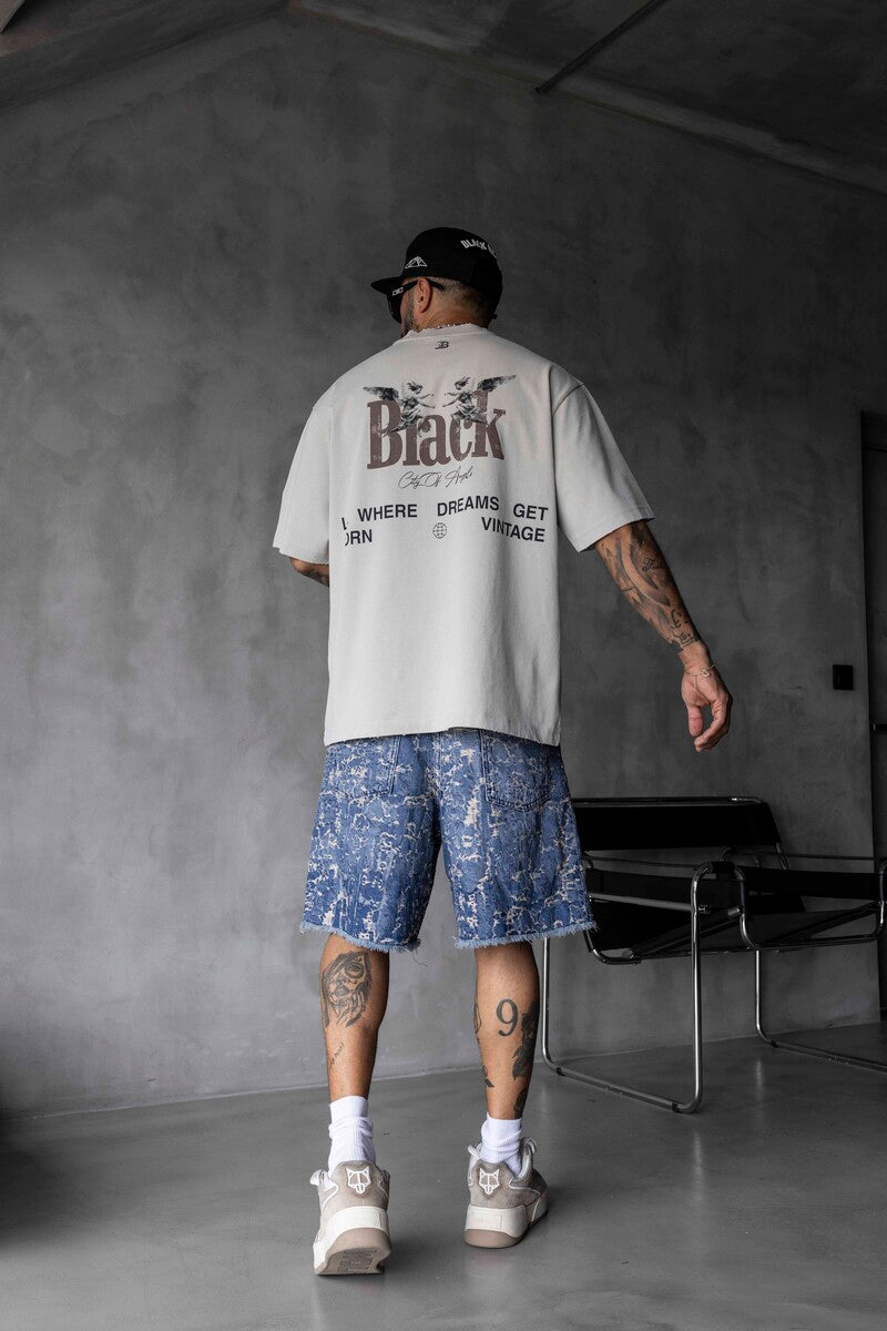 Vintage Angel Print Oversized Grey T-Shirt 1862