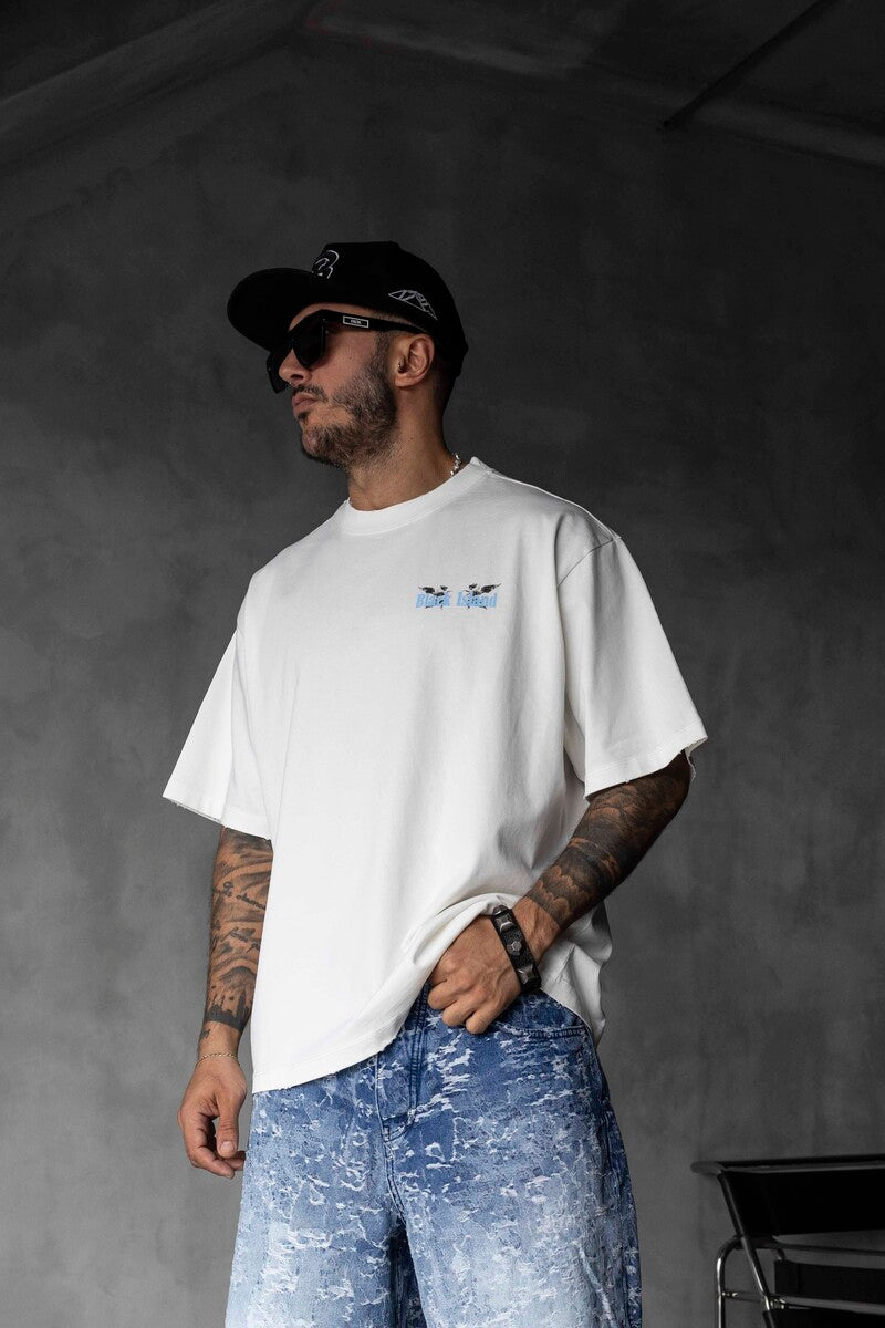 Vintage Angel Print Oversized White T-Shirt 1862