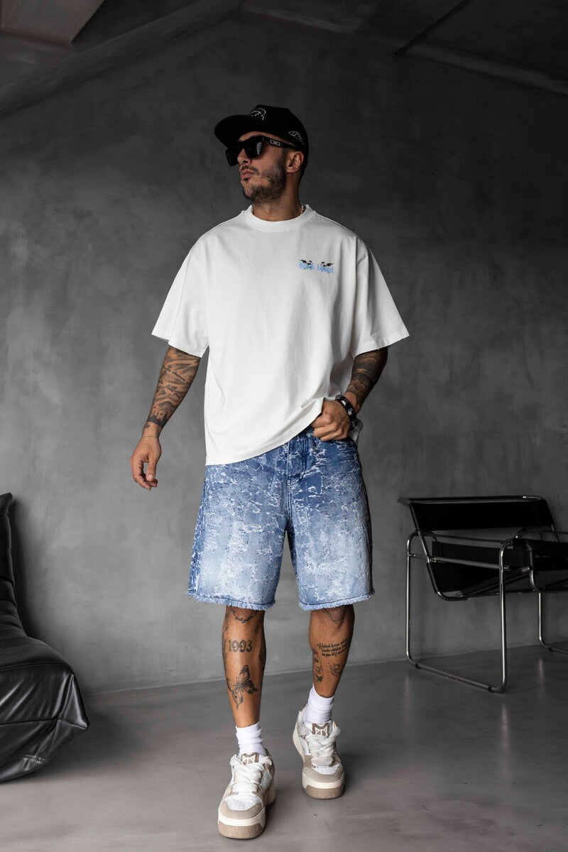 Vintage Angel Print Oversized White T-Shirt 1862