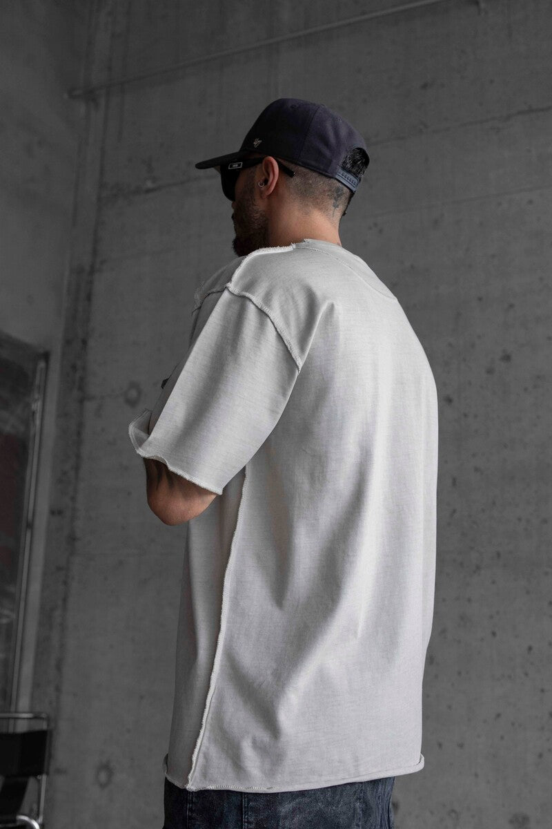 WASHED WHITE T-SHIRT WITH DIRTY STITCHES 1803