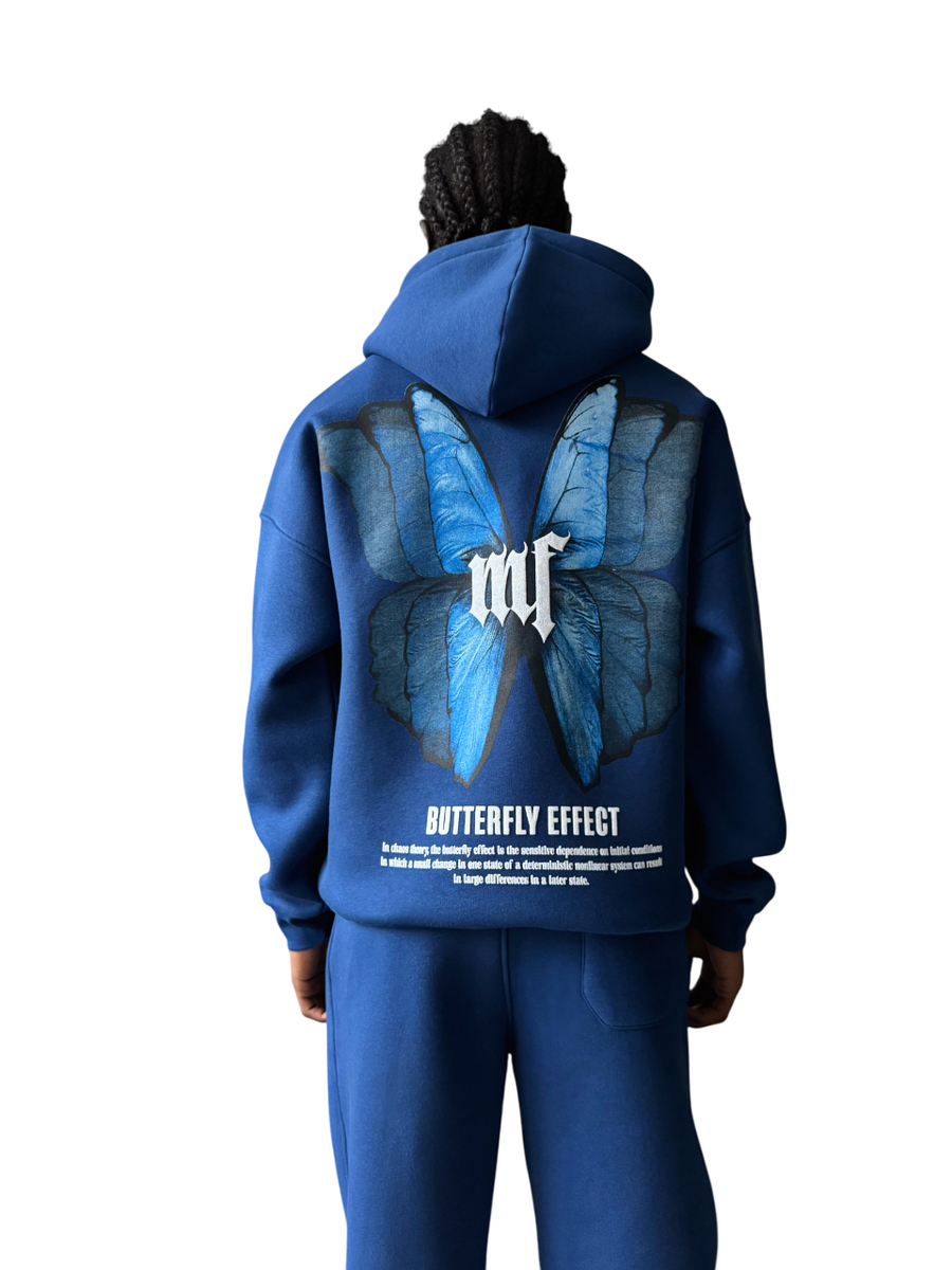 Oversize Butterfly Effect Hoodie - Navy Peony