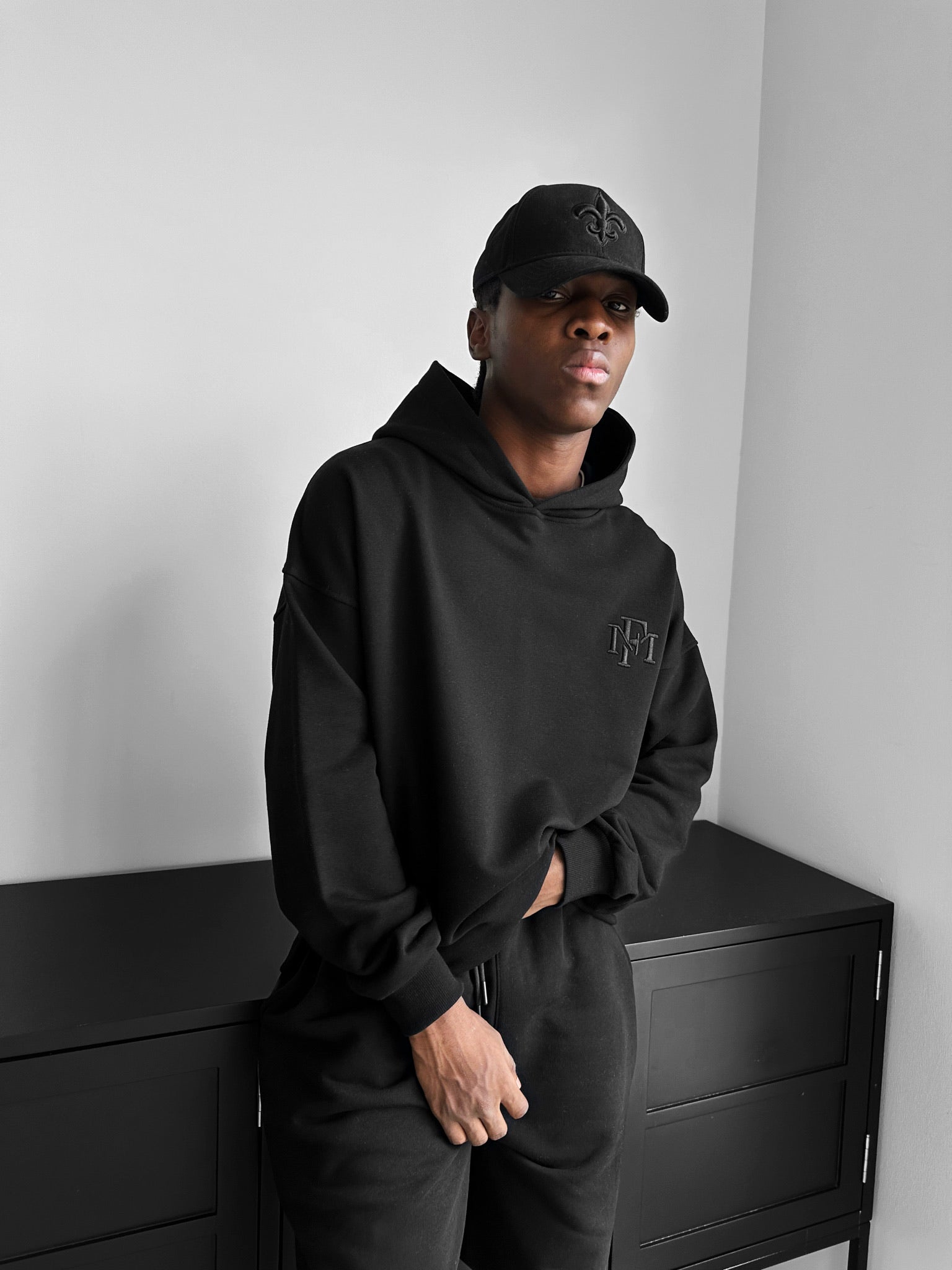 Loose Fit ‘MF’ Hoodie - Black