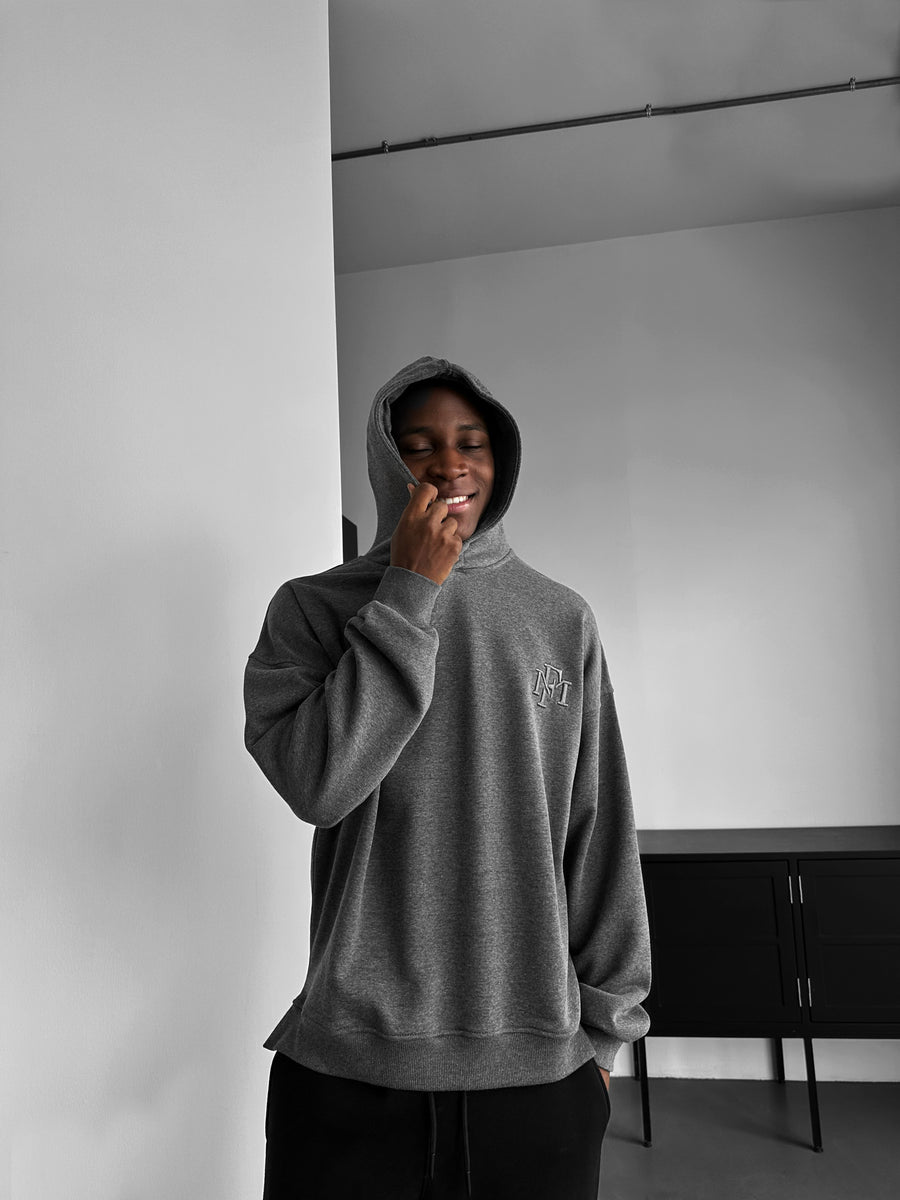 Loose Fit ‘MF’ Hoodie - Anthracite Melange
