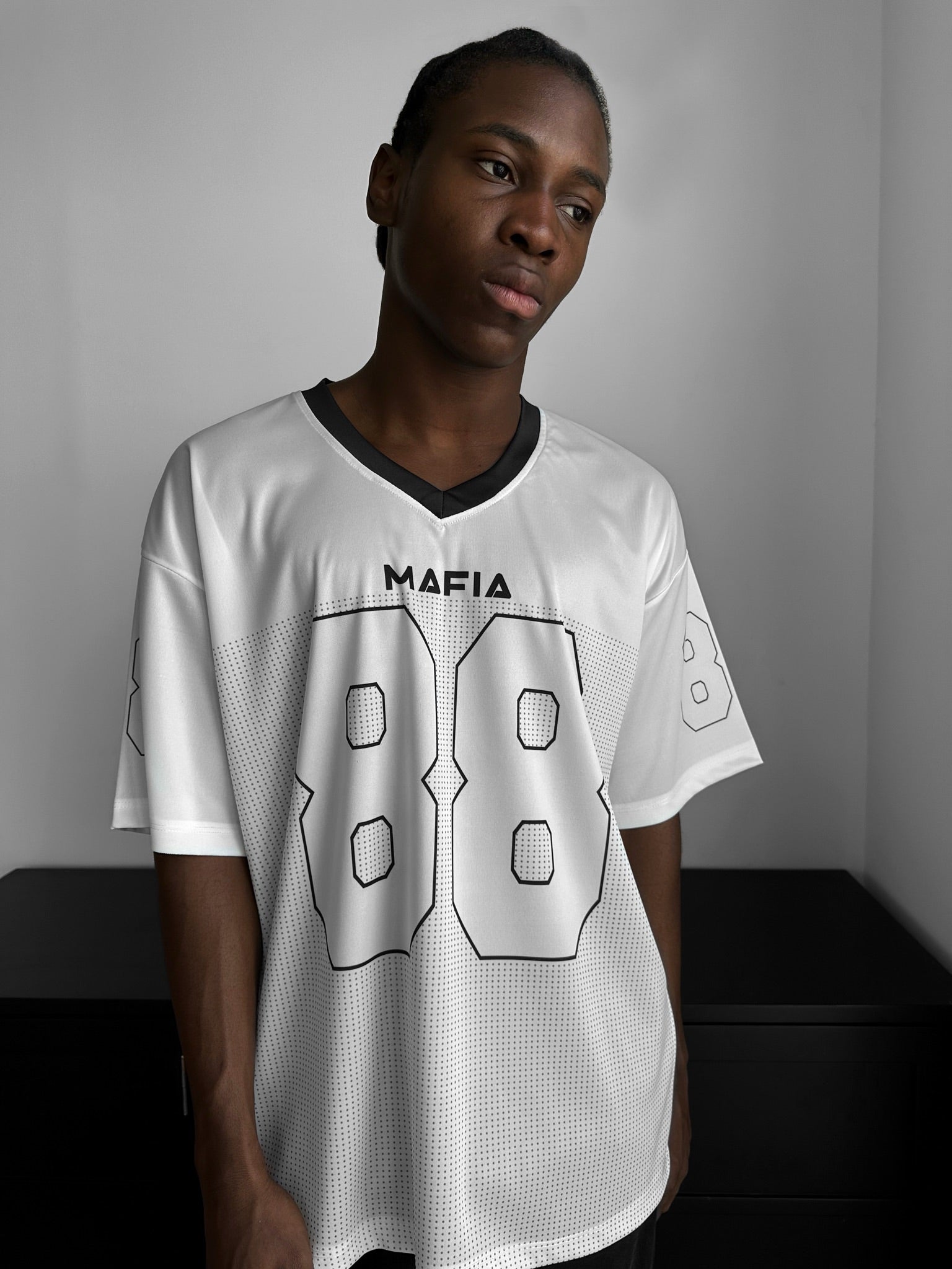 Oversize Varsity Mafia T-Shirt - Ecru