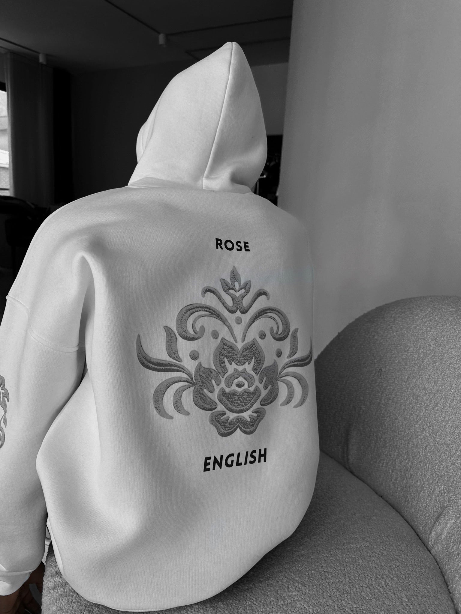 Oversize Damask Hoodie - Ecru